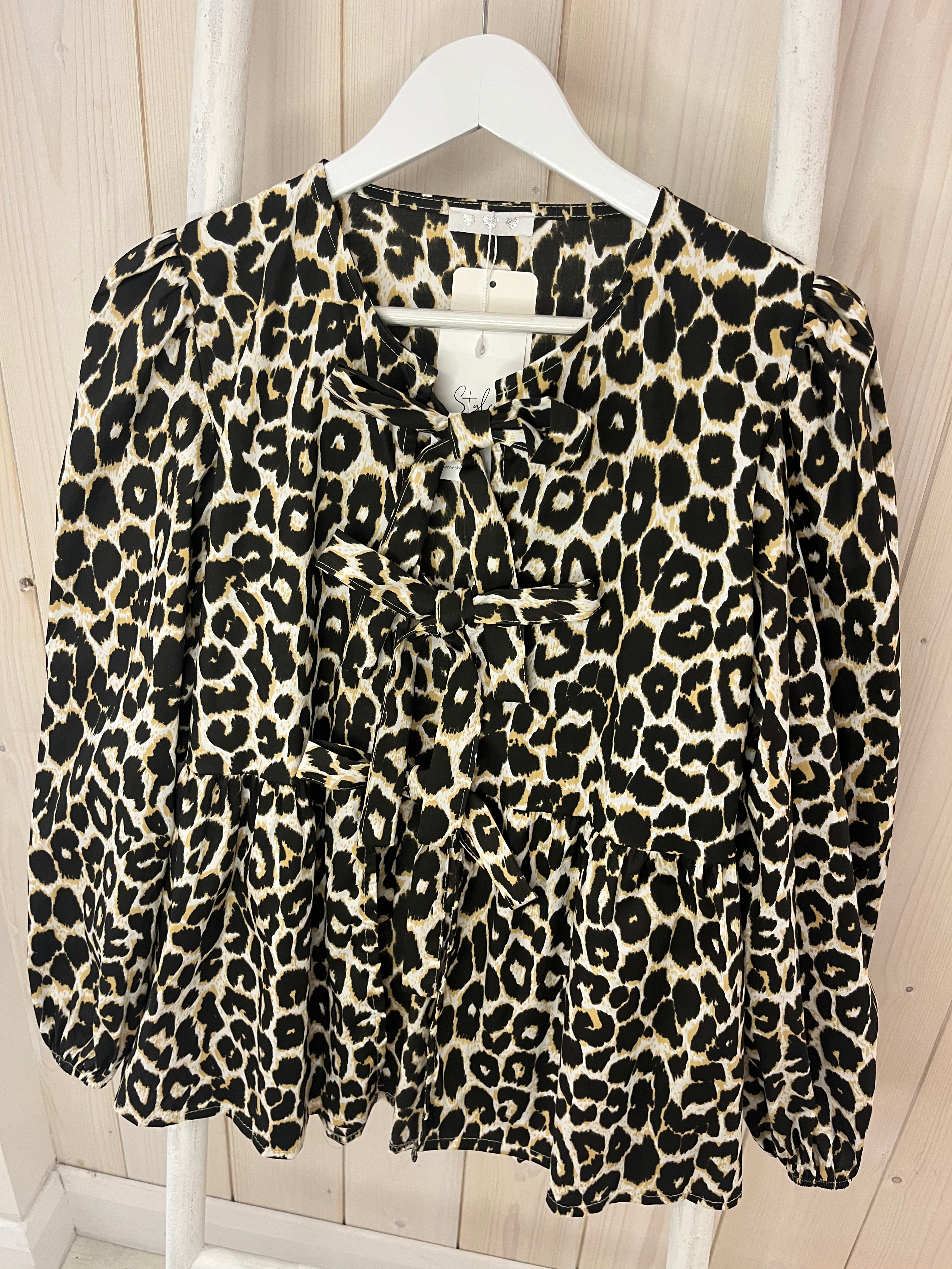 Tie Front Leopard Blouse