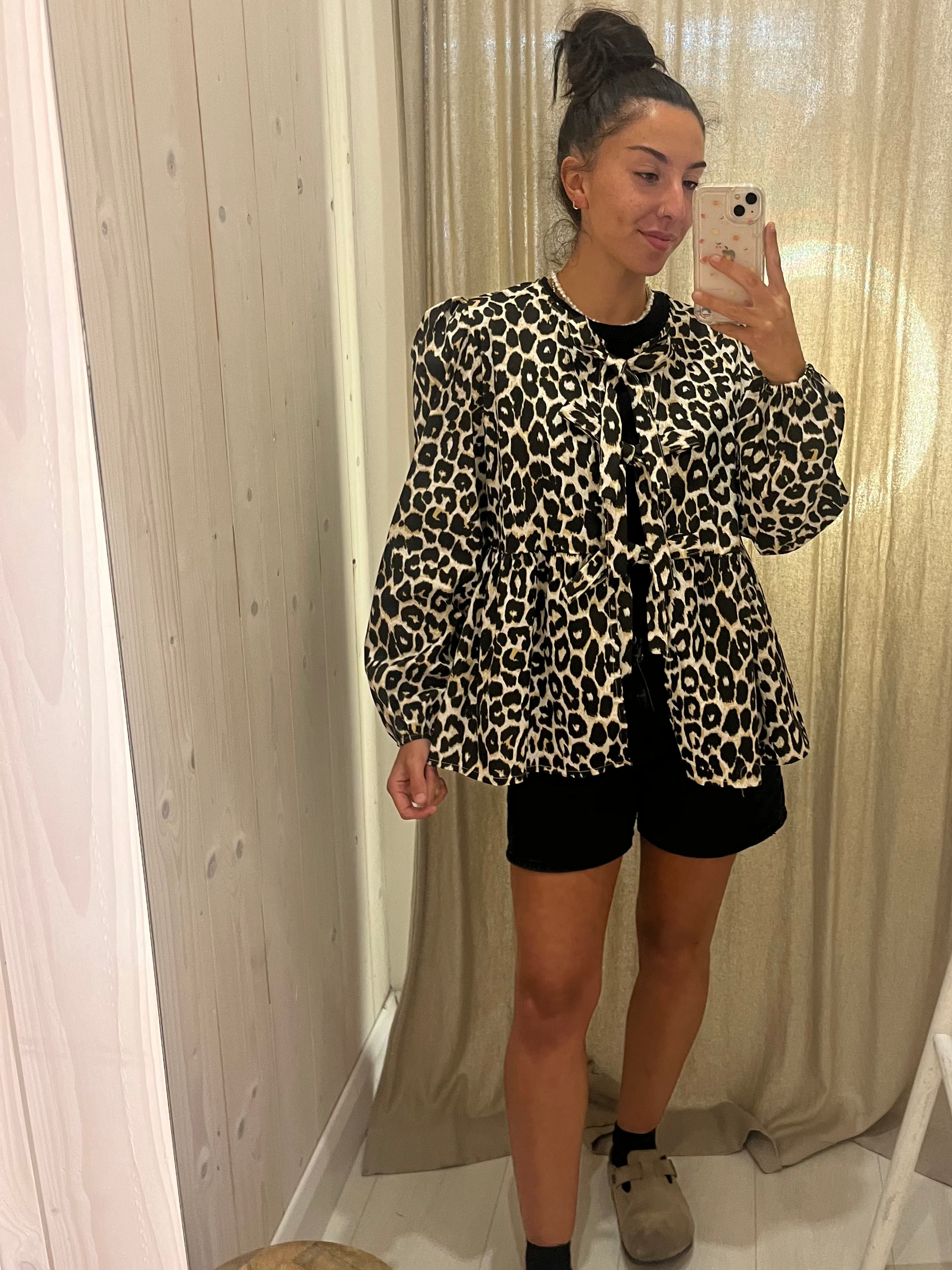 Tie Front Leopard Blouse