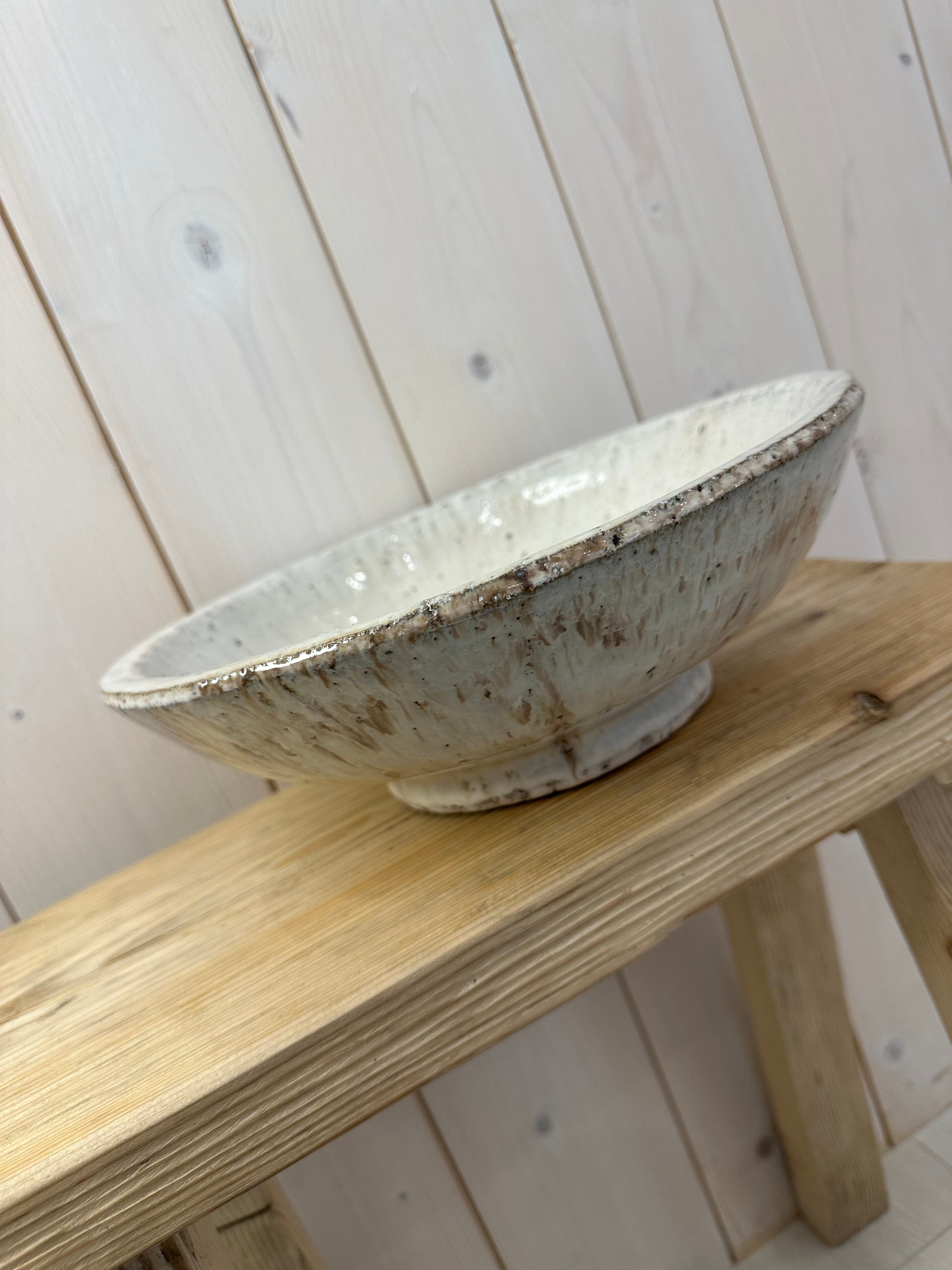 Aged Cream Decorative Bowl - Large