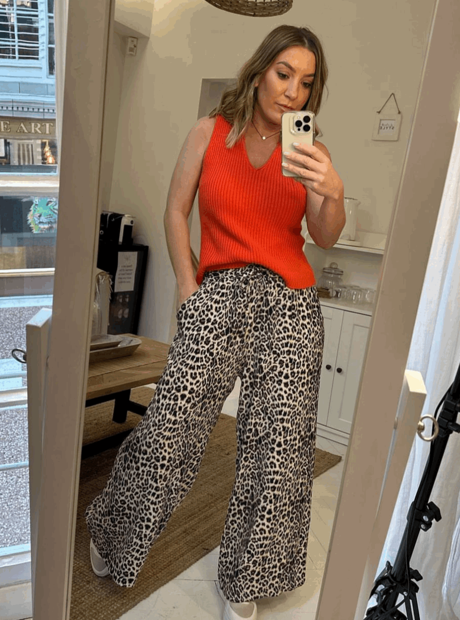 Leopard Wide Leg Trousers