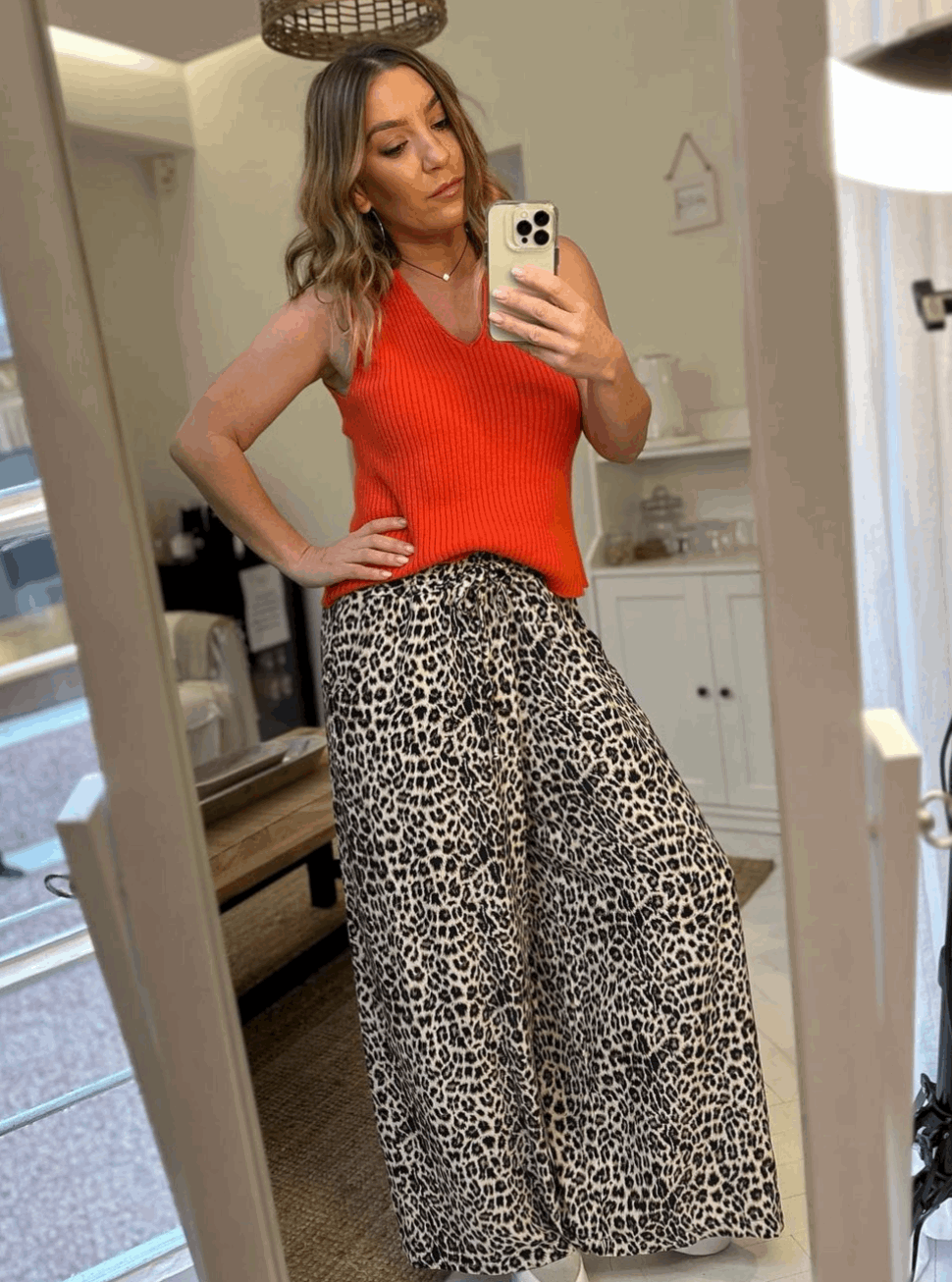 Leopard Wide Leg Trousers