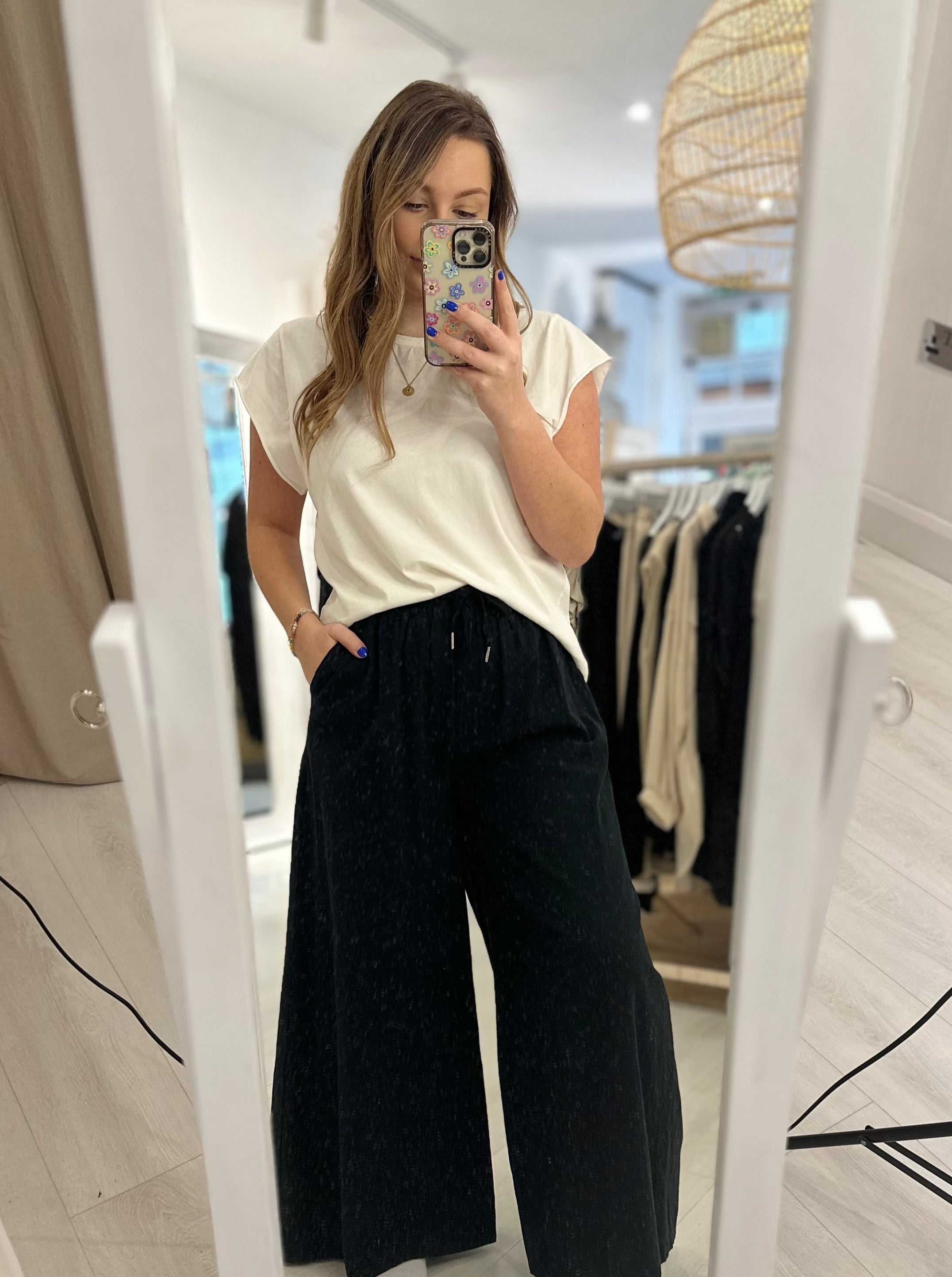 Damara Wide Leg Linen Mix Trousers