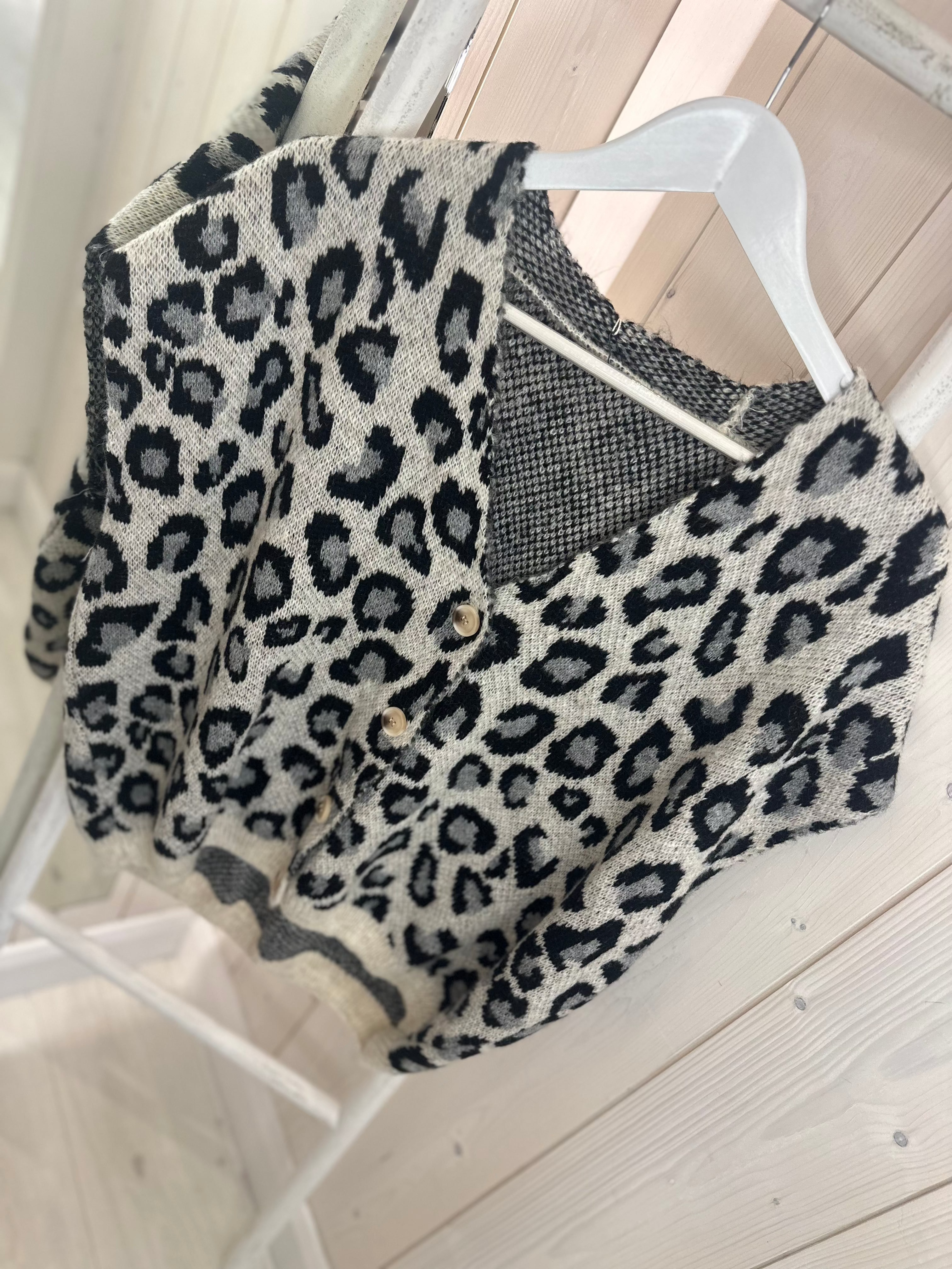 Gem Leopard Knit Button Front