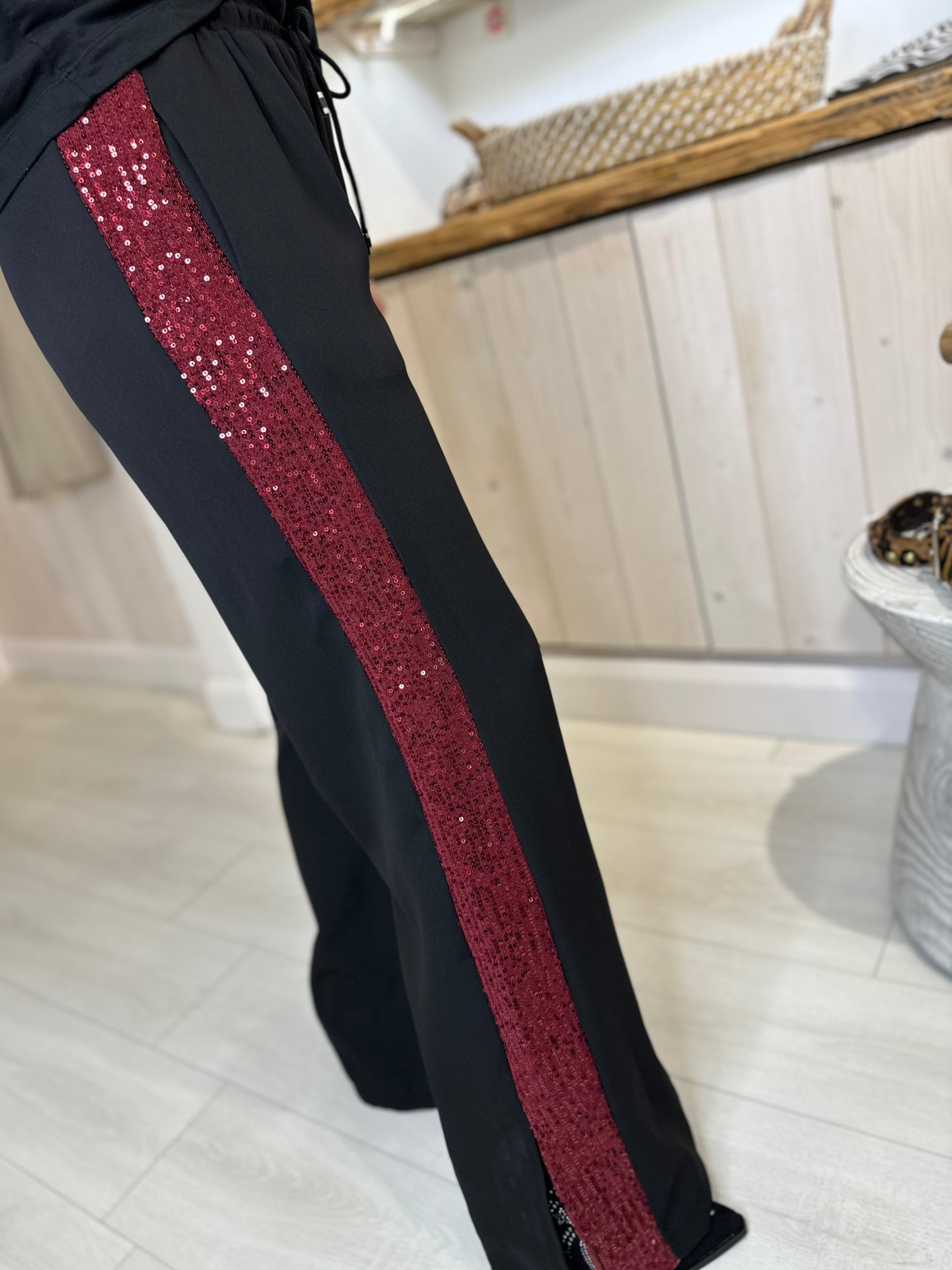 Sequin Side Relaxed Trousers