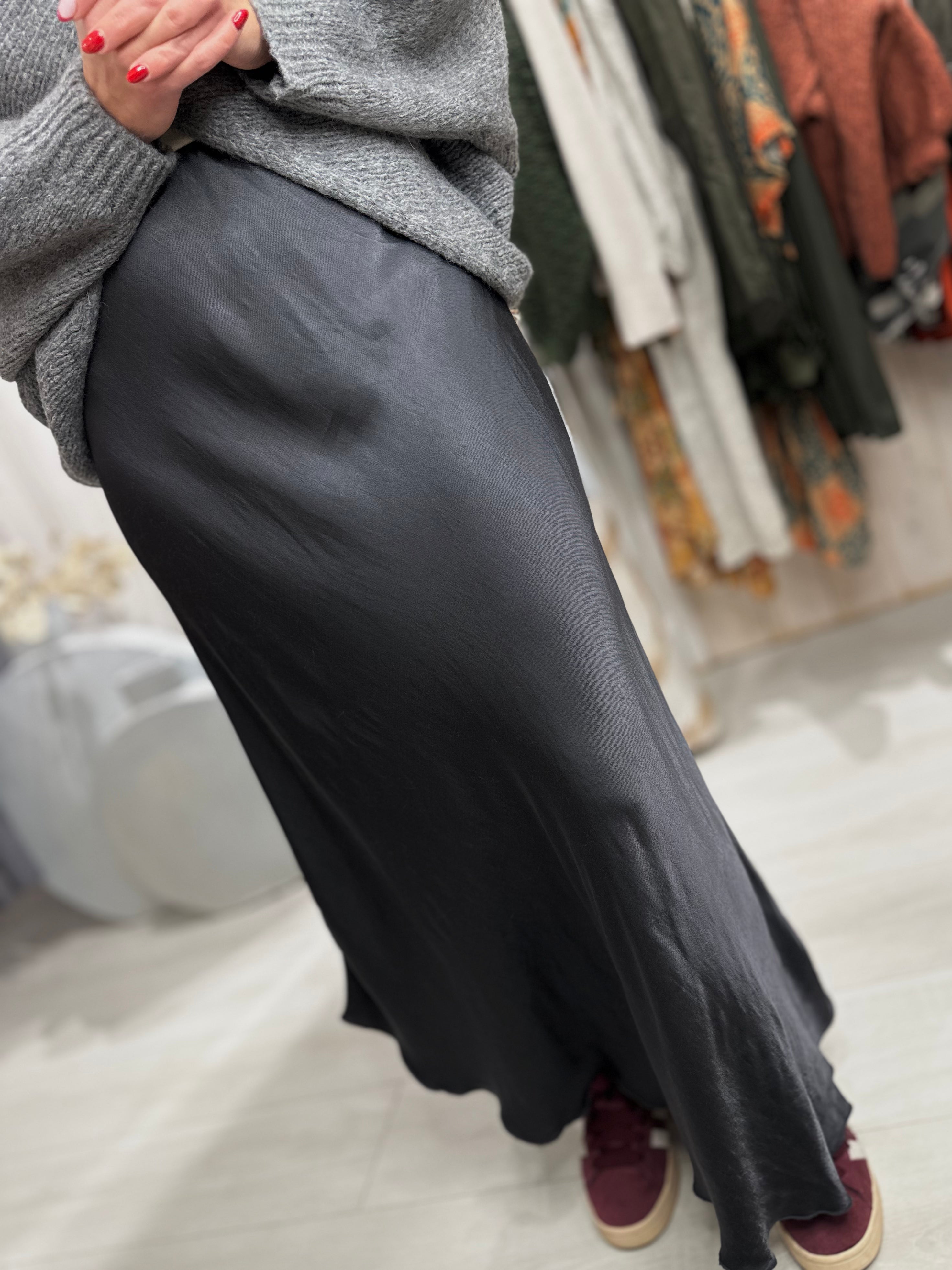 Satin Midi Skirt