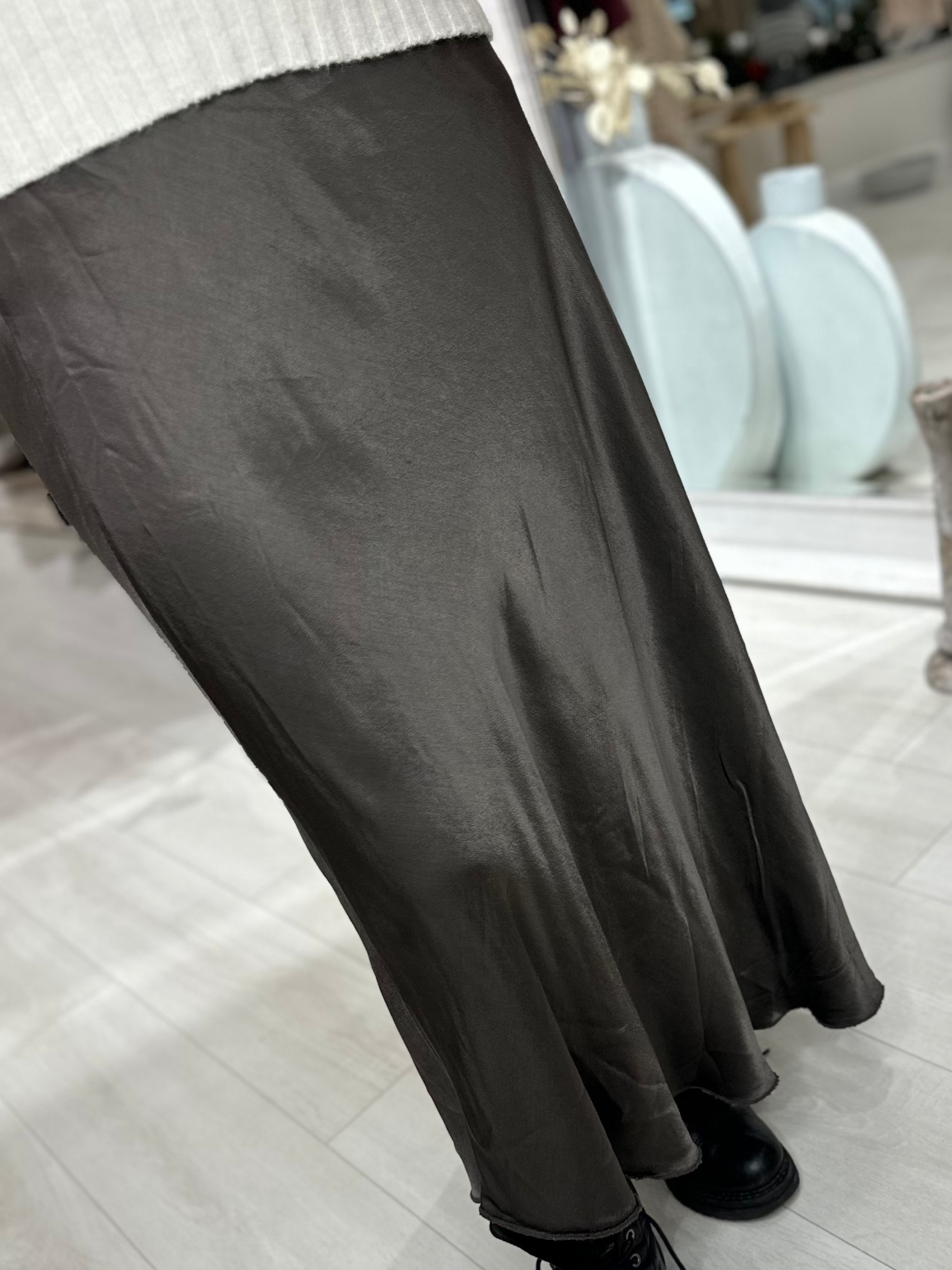 Satin Midi Skirt