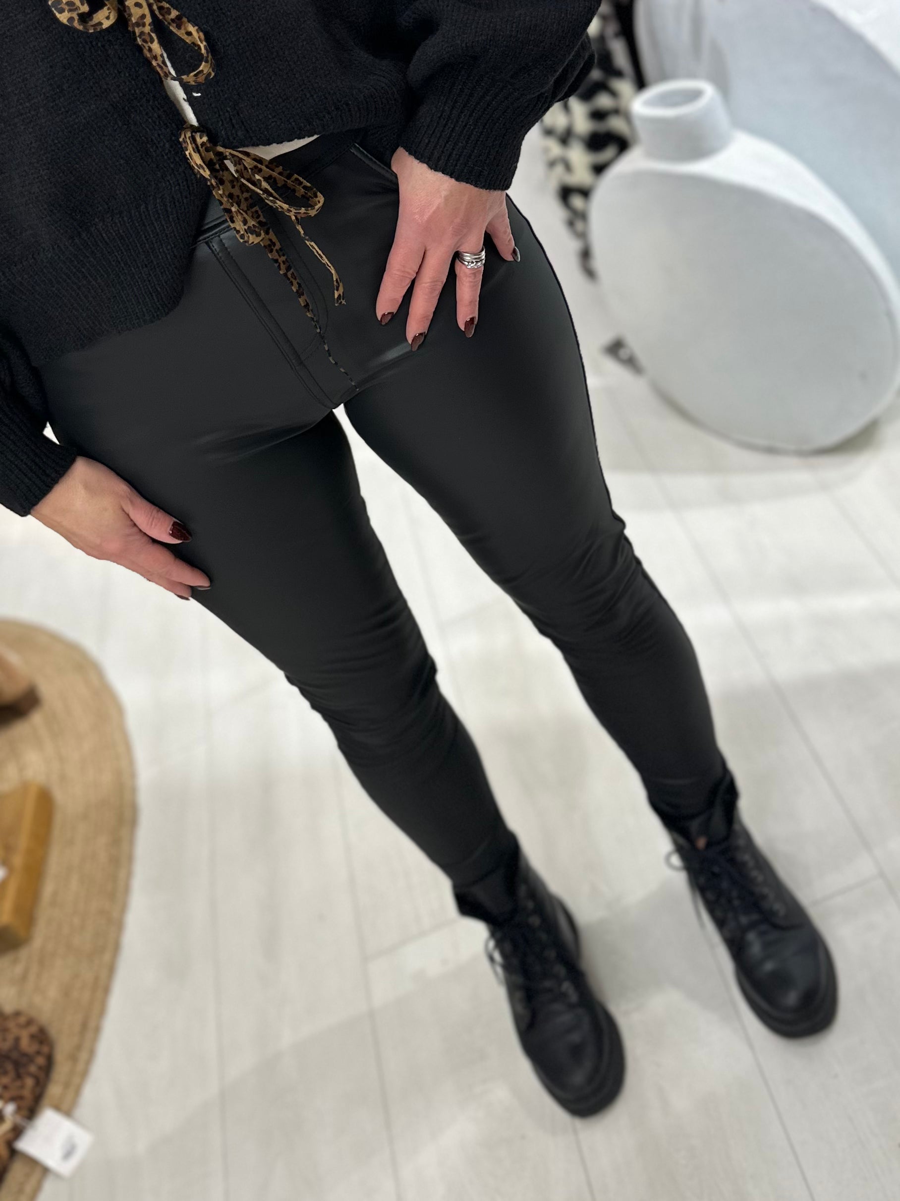 Faux Leather Skinny Trousers