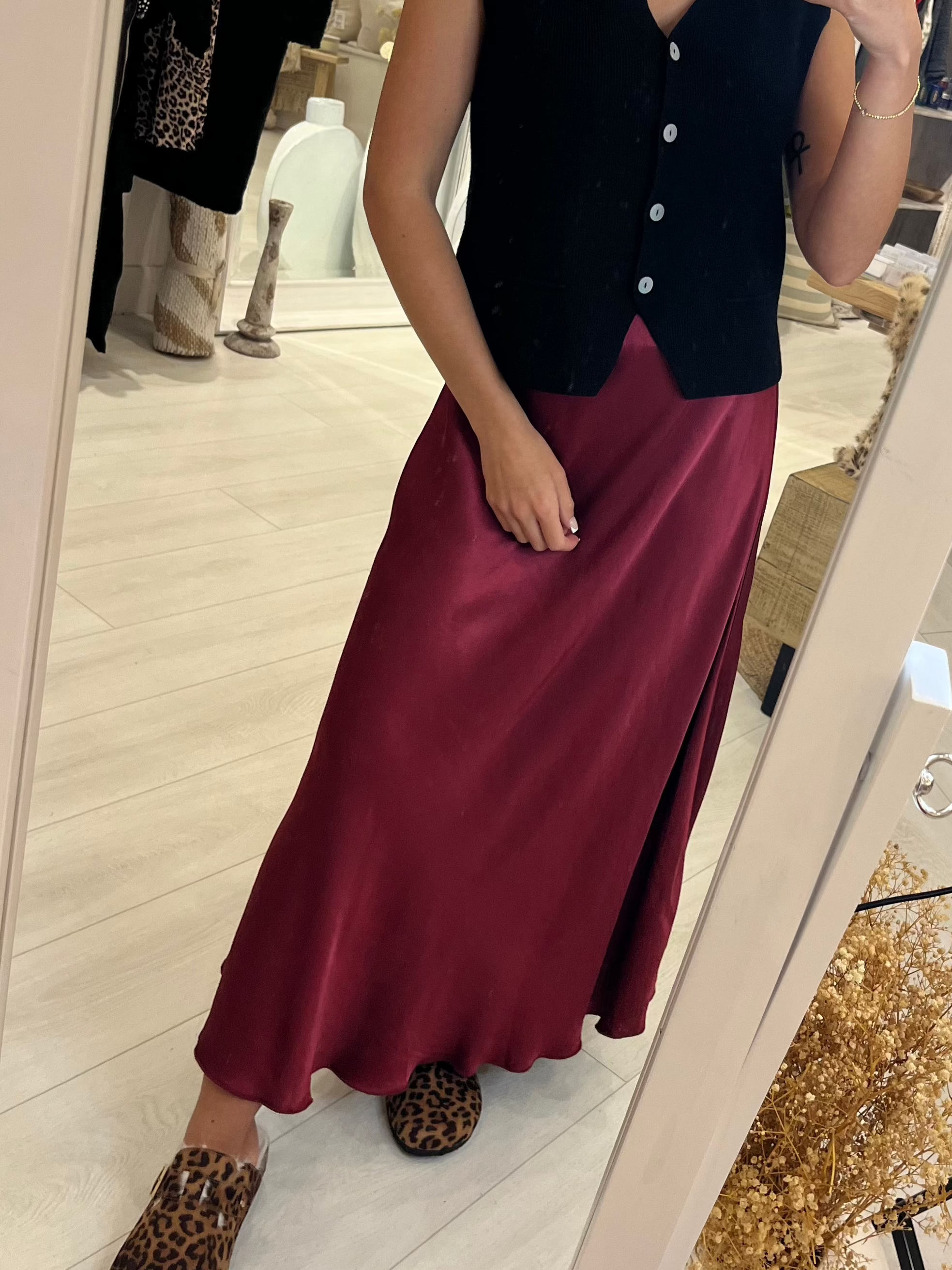 Satin Midi Skirt