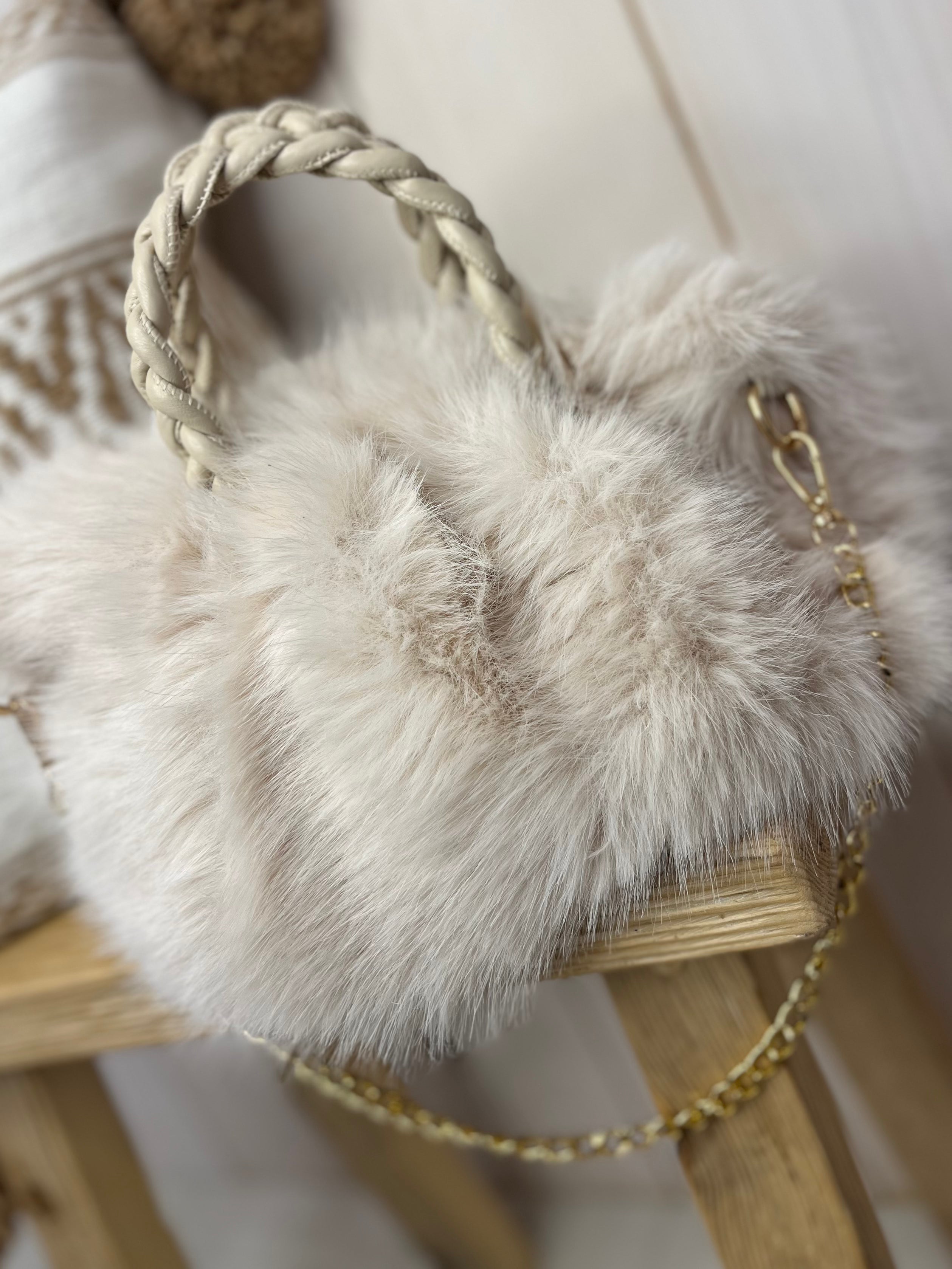 Faux Fur Chain Handbag