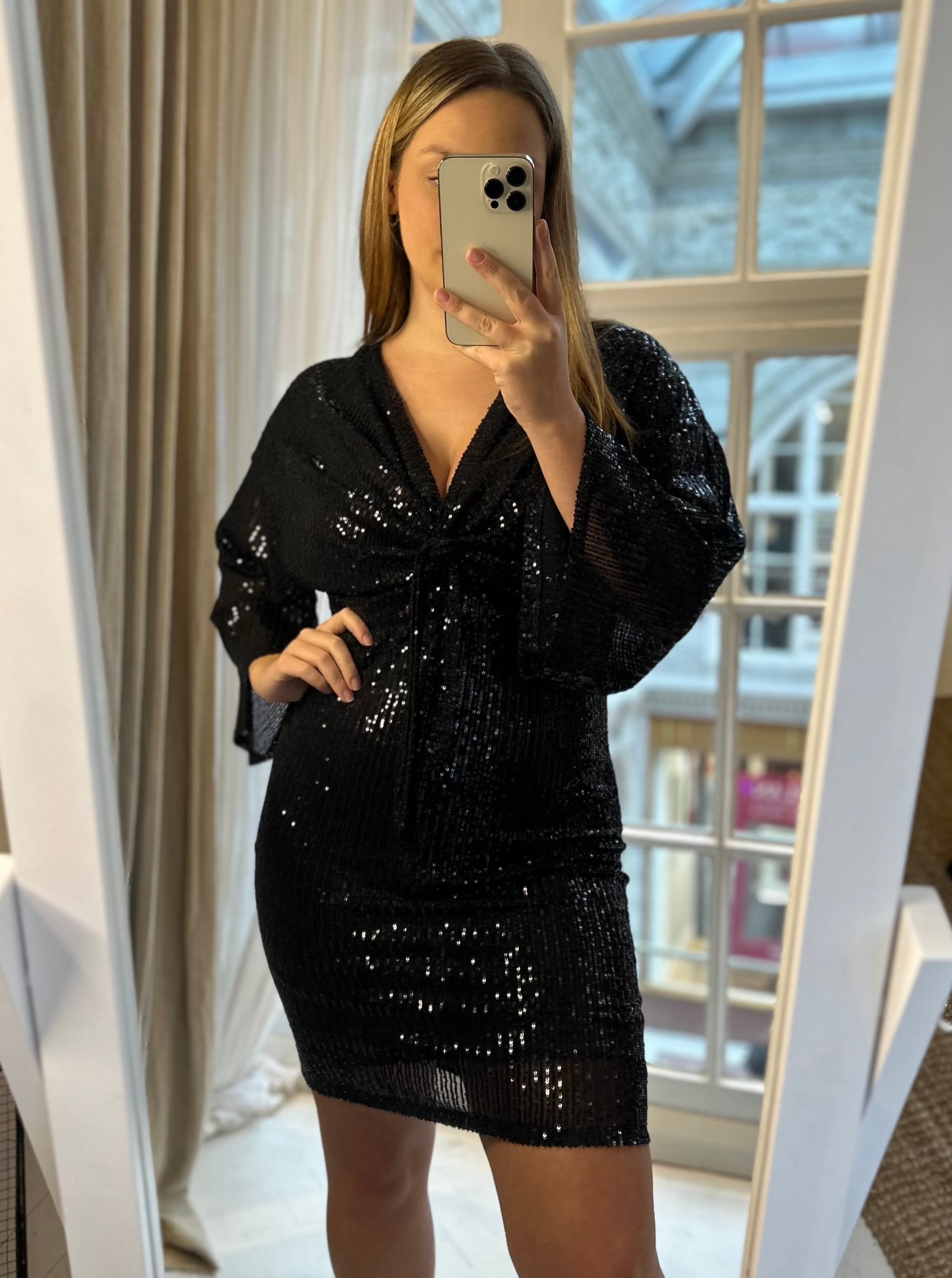 Sabina Tie Sequin Dress