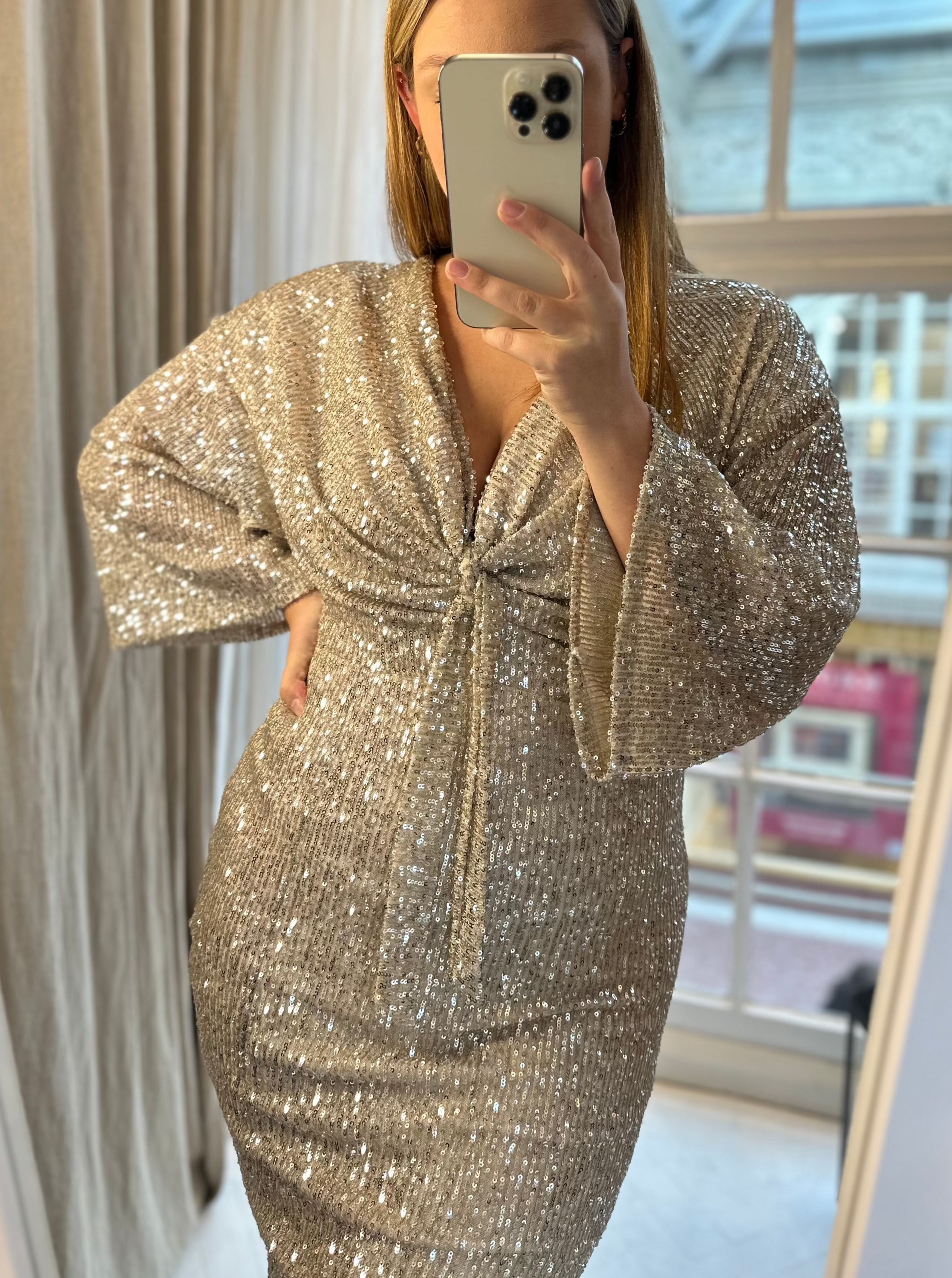 Tie Sequin Mini Dress