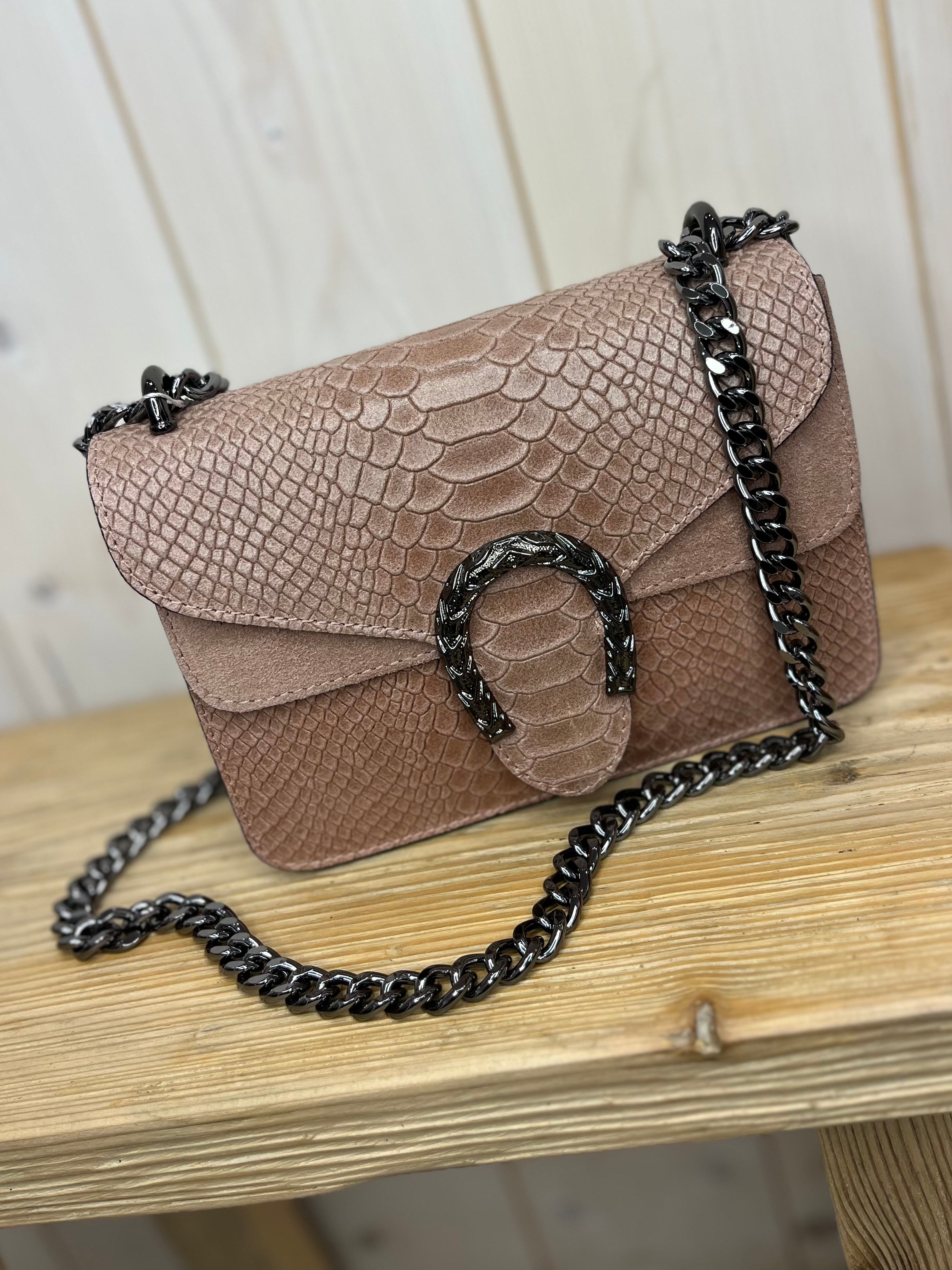 Croc Cross Body Bag - Silver Detail