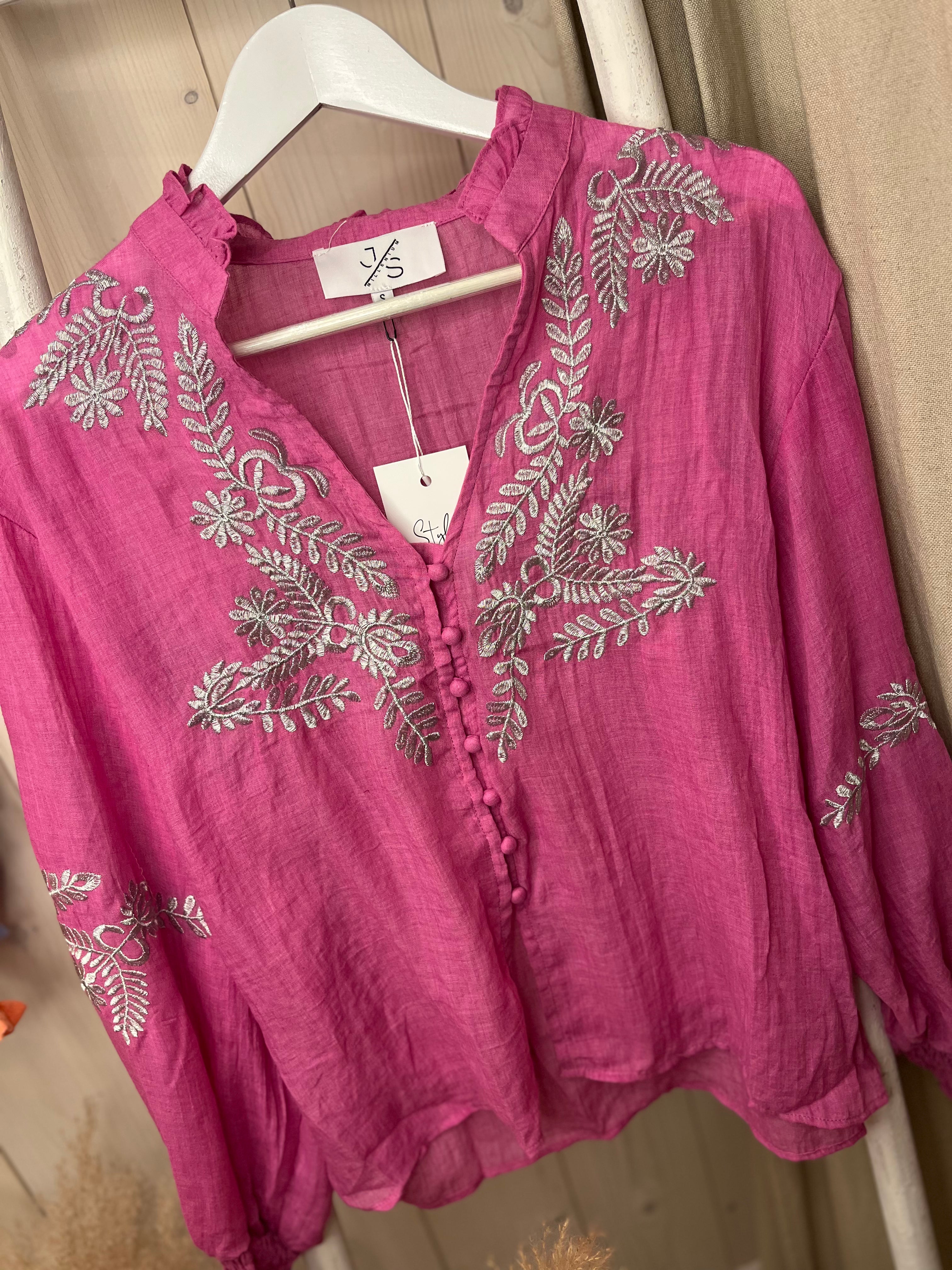 Fern Embroidered Cotton Blouse