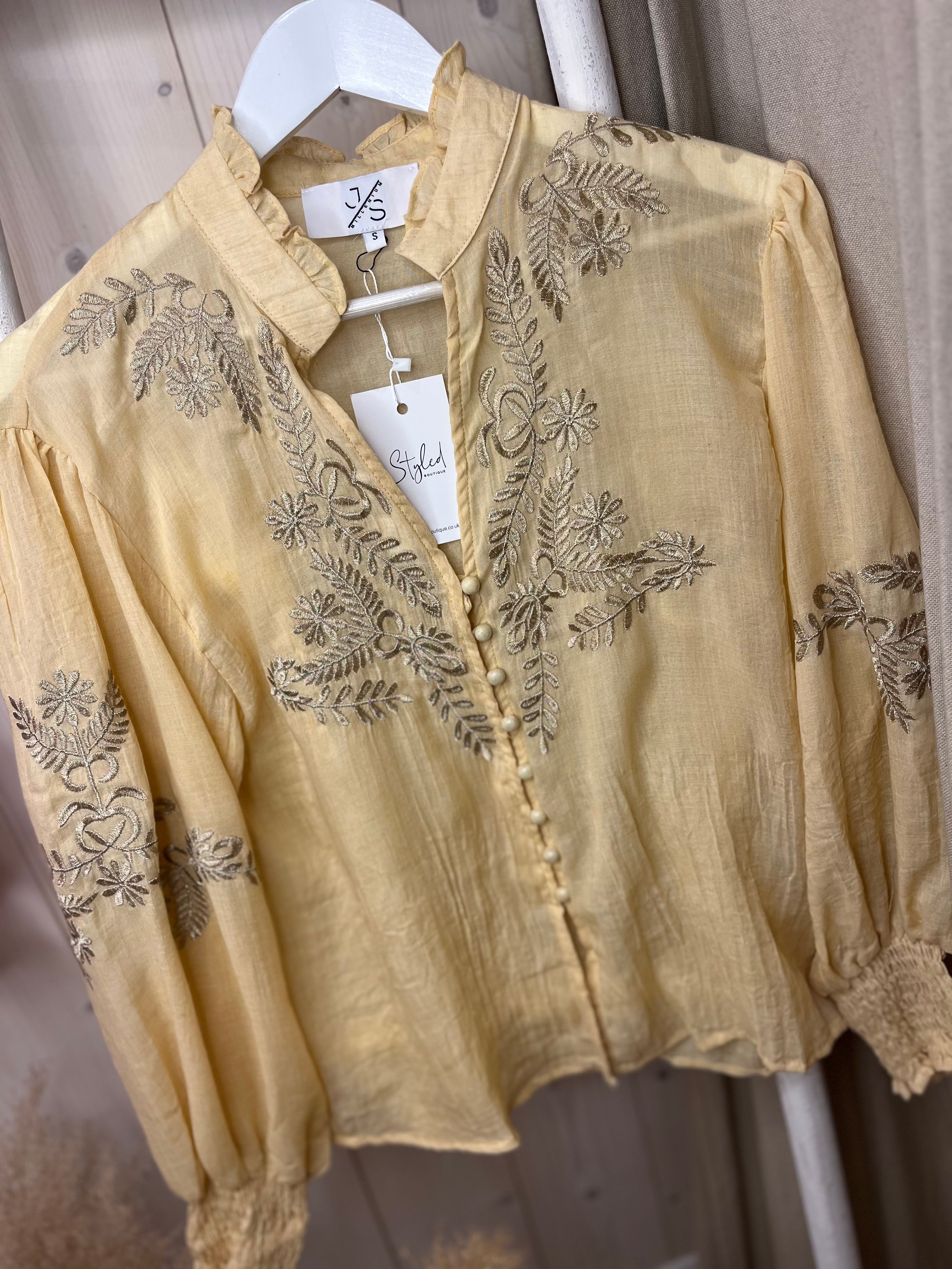 Fern Embroidered Cotton Blouse