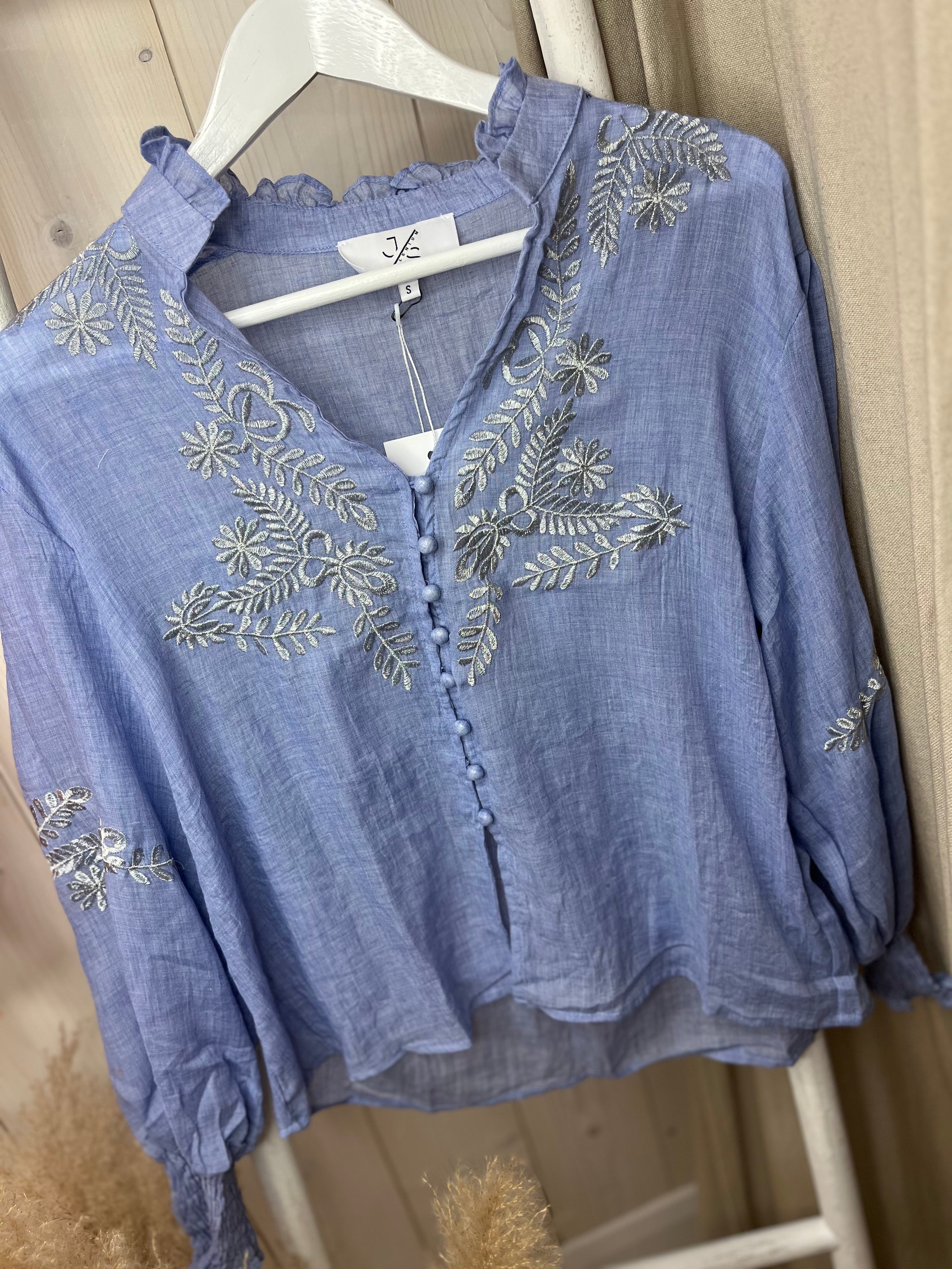 Fern Embroidered Cotton Blouse