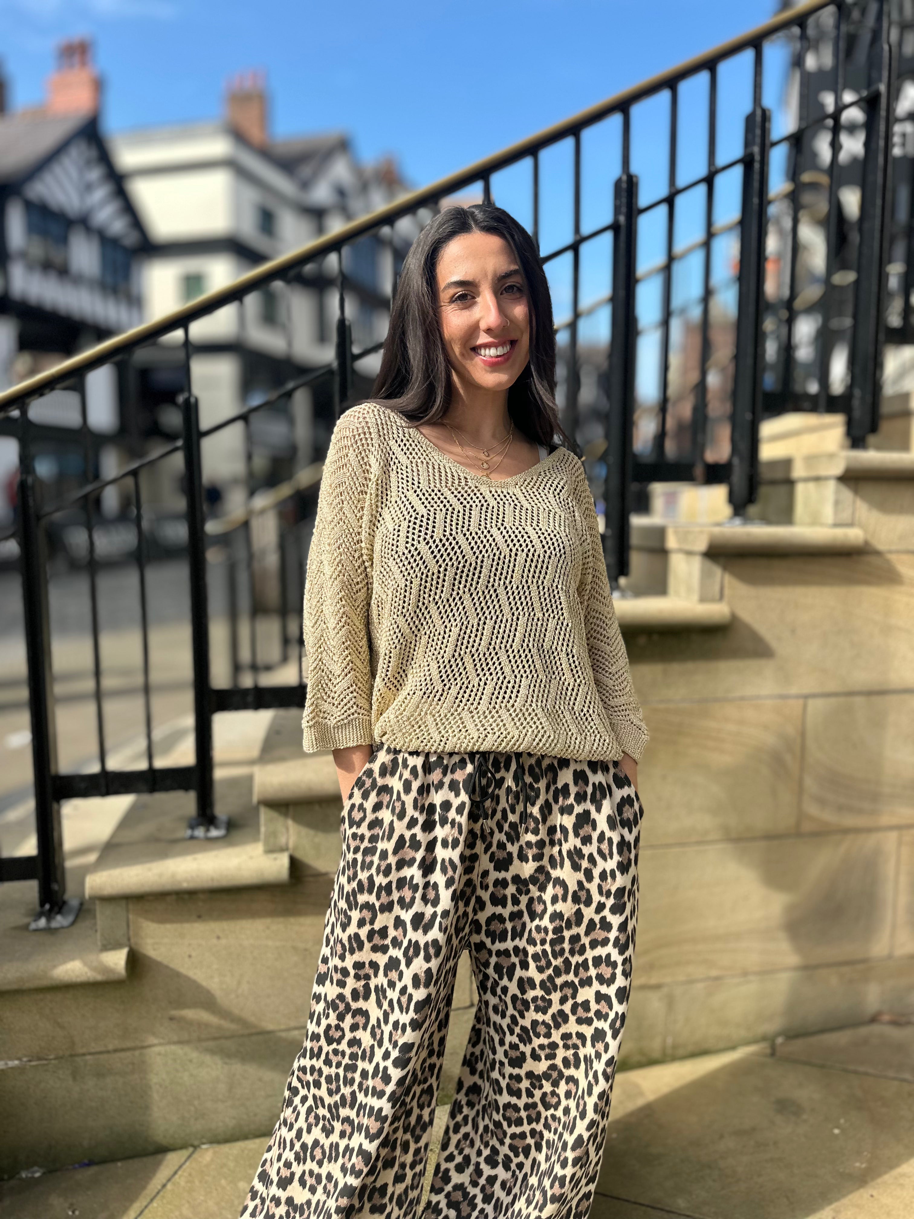 Leo Leopard Wide Trousers