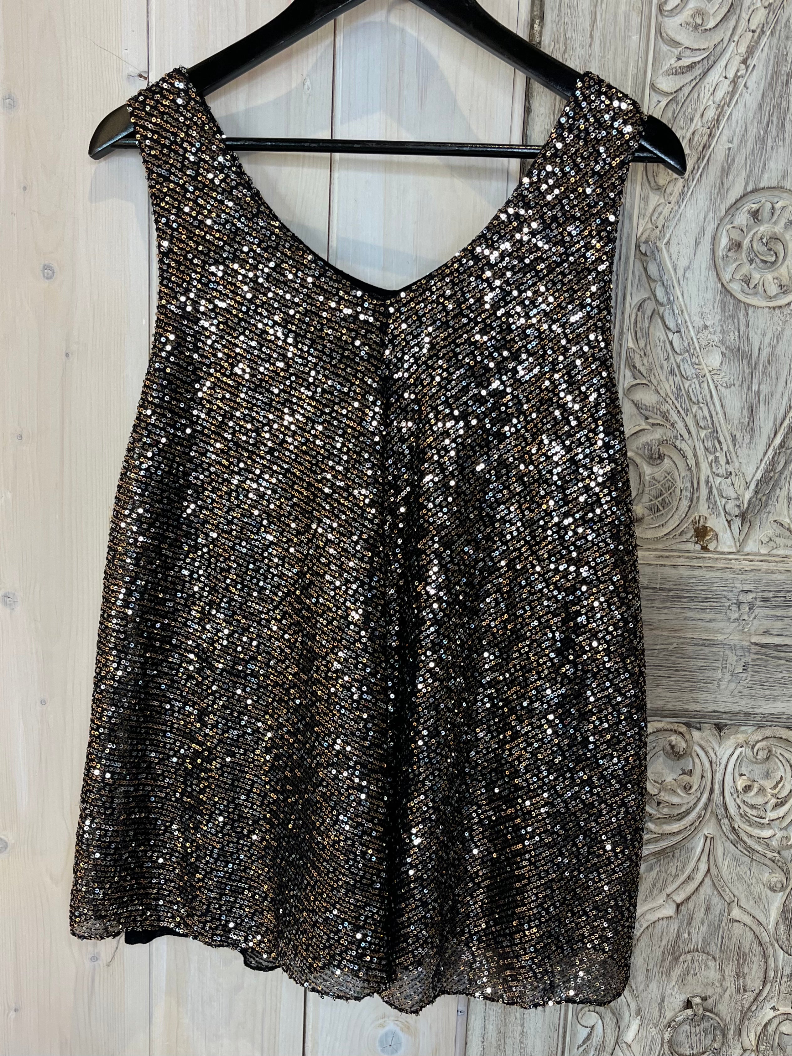 Sequin V-Neck Swing Vest