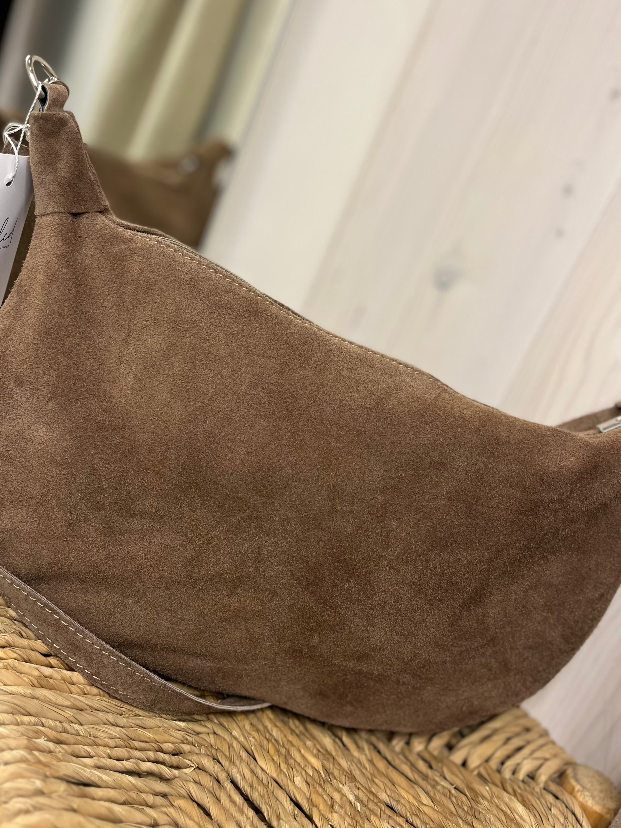 Suede Half Moon Handbag