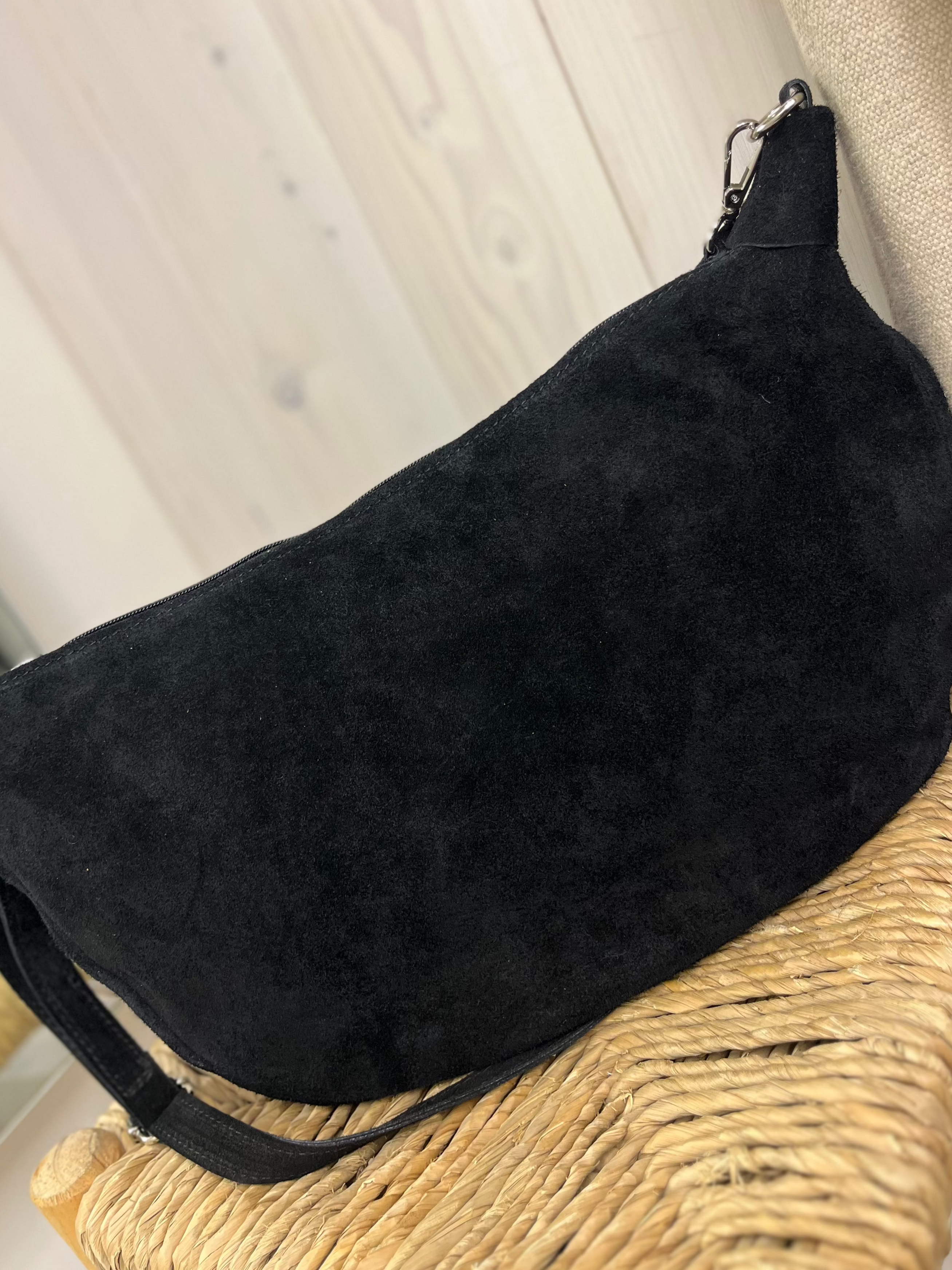 Suede Half Moon Handbag