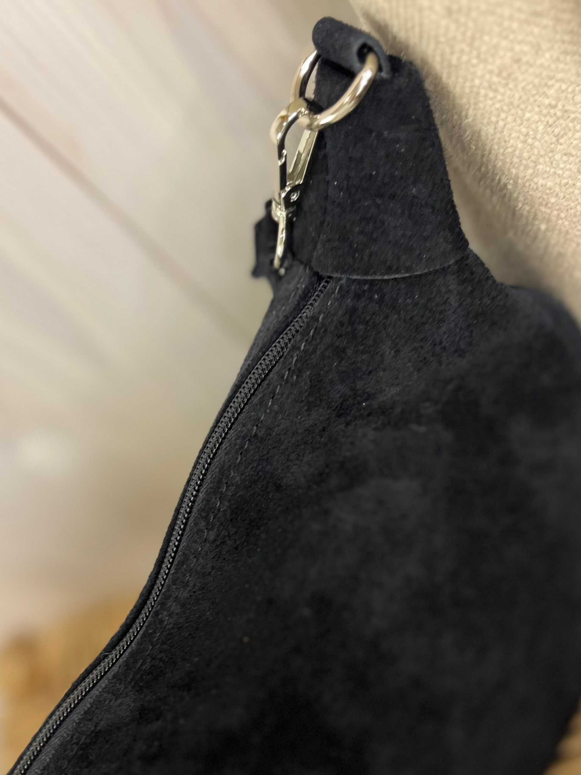 Suede Half Moon Handbag