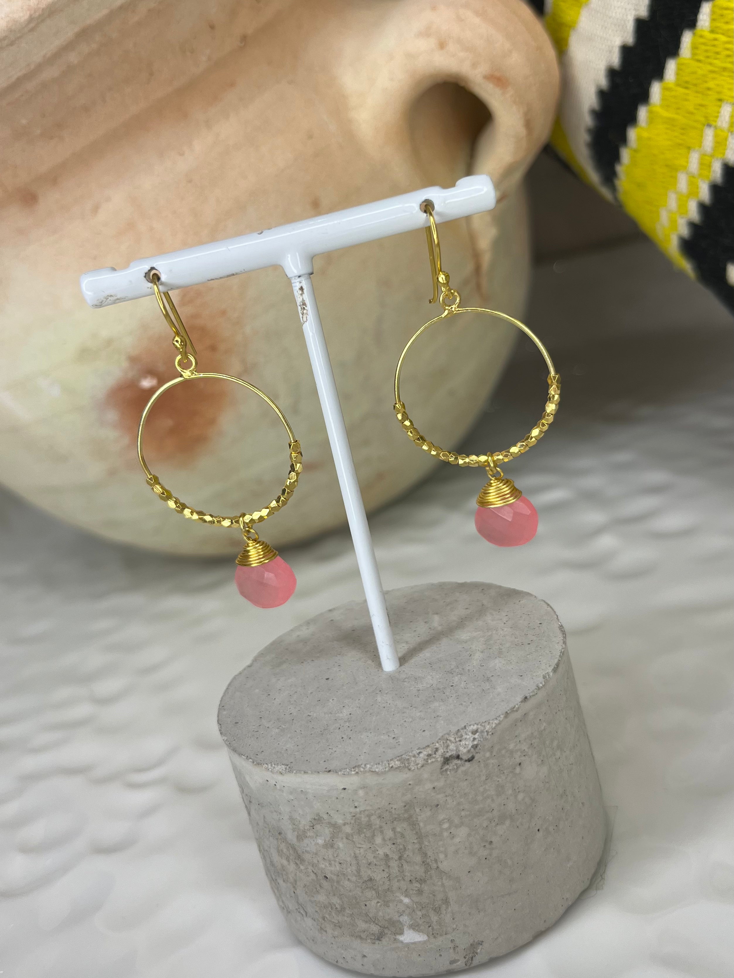 Marie Pink Jade Earrings