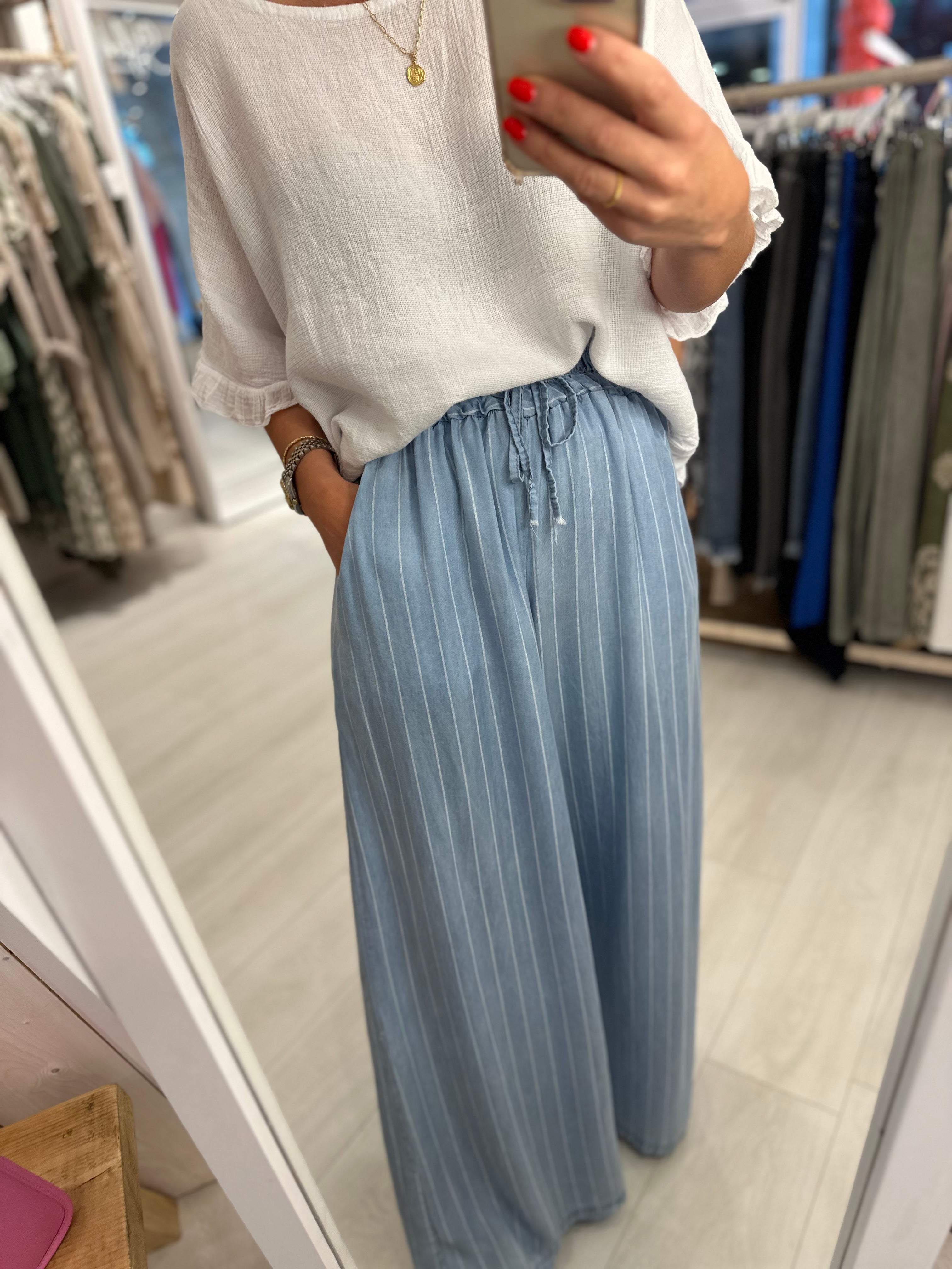 Faith Wide Leg Pin Stripe Trouser