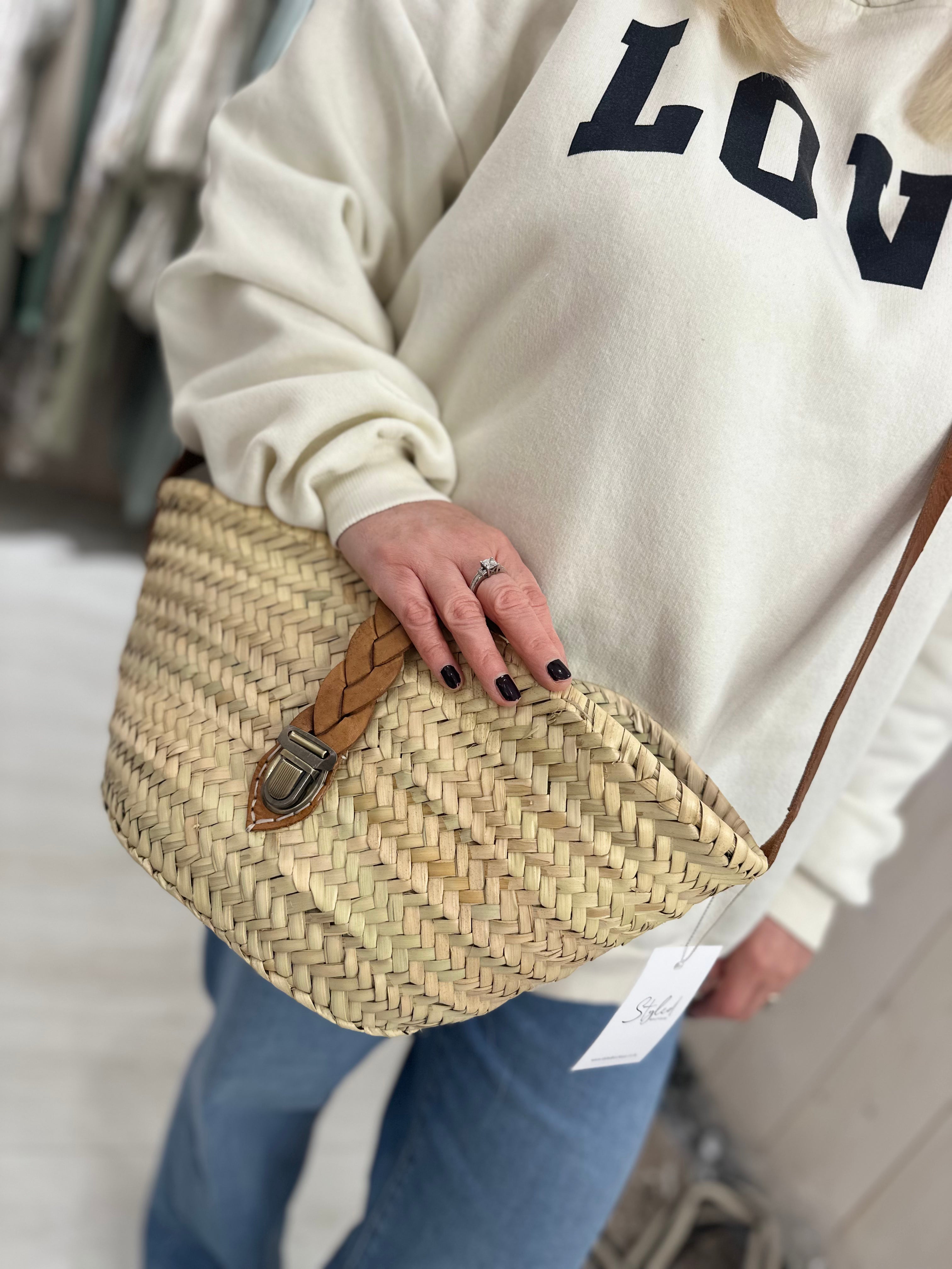 Moroccan Mini Twist Clip Rattan Bag