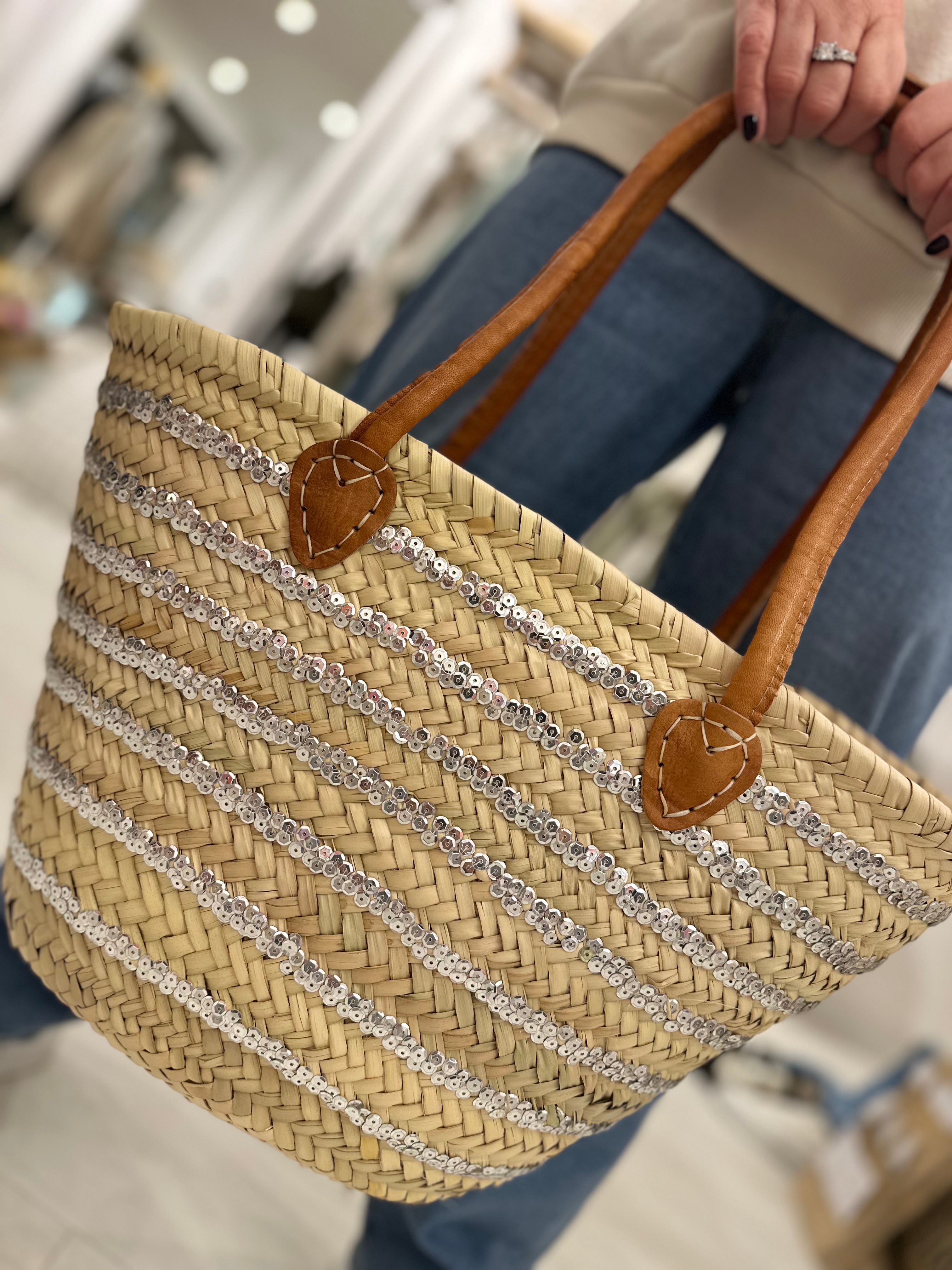 Handmade Silver Rattan Bag