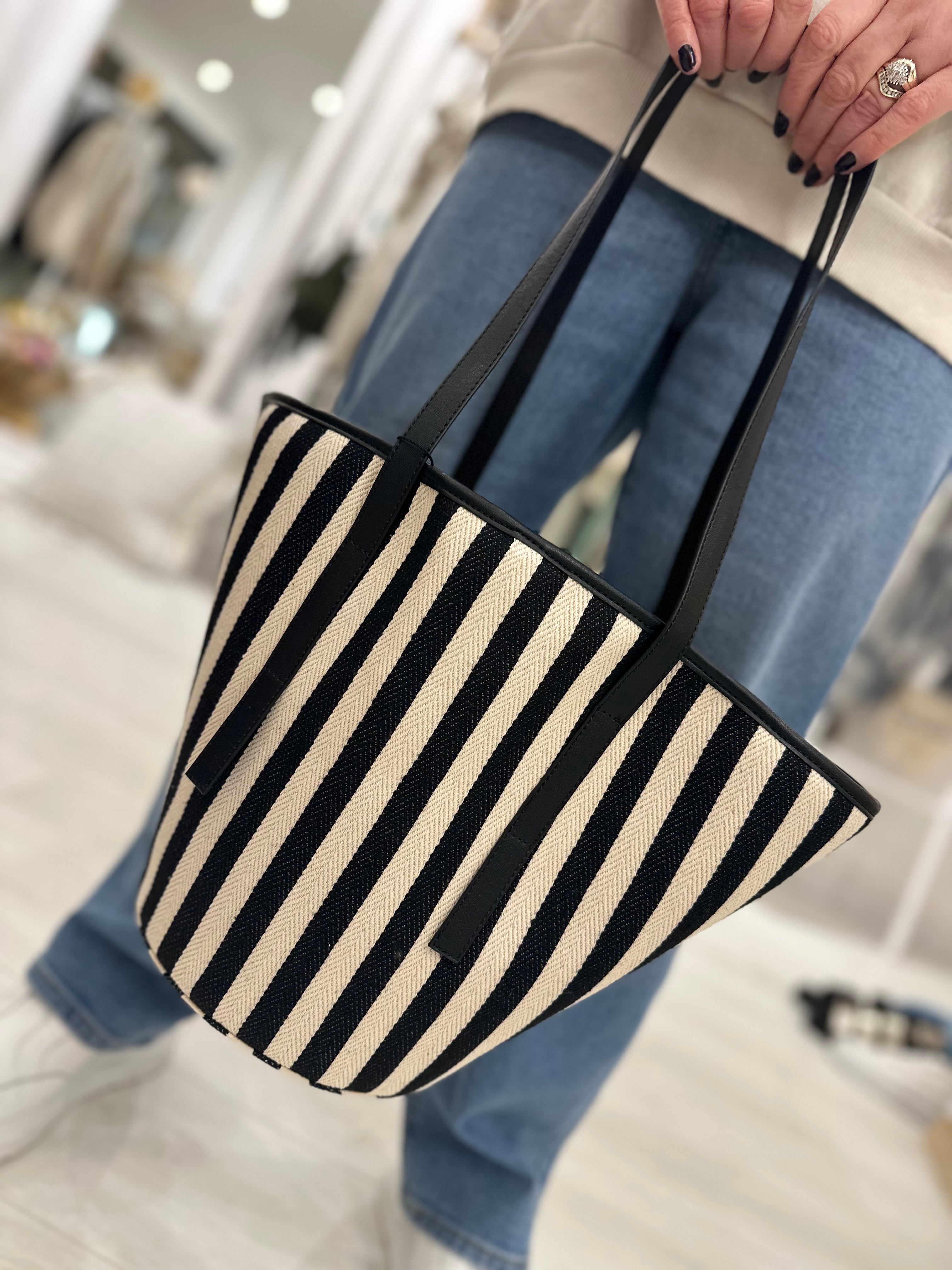 Stripe Bucket Bag