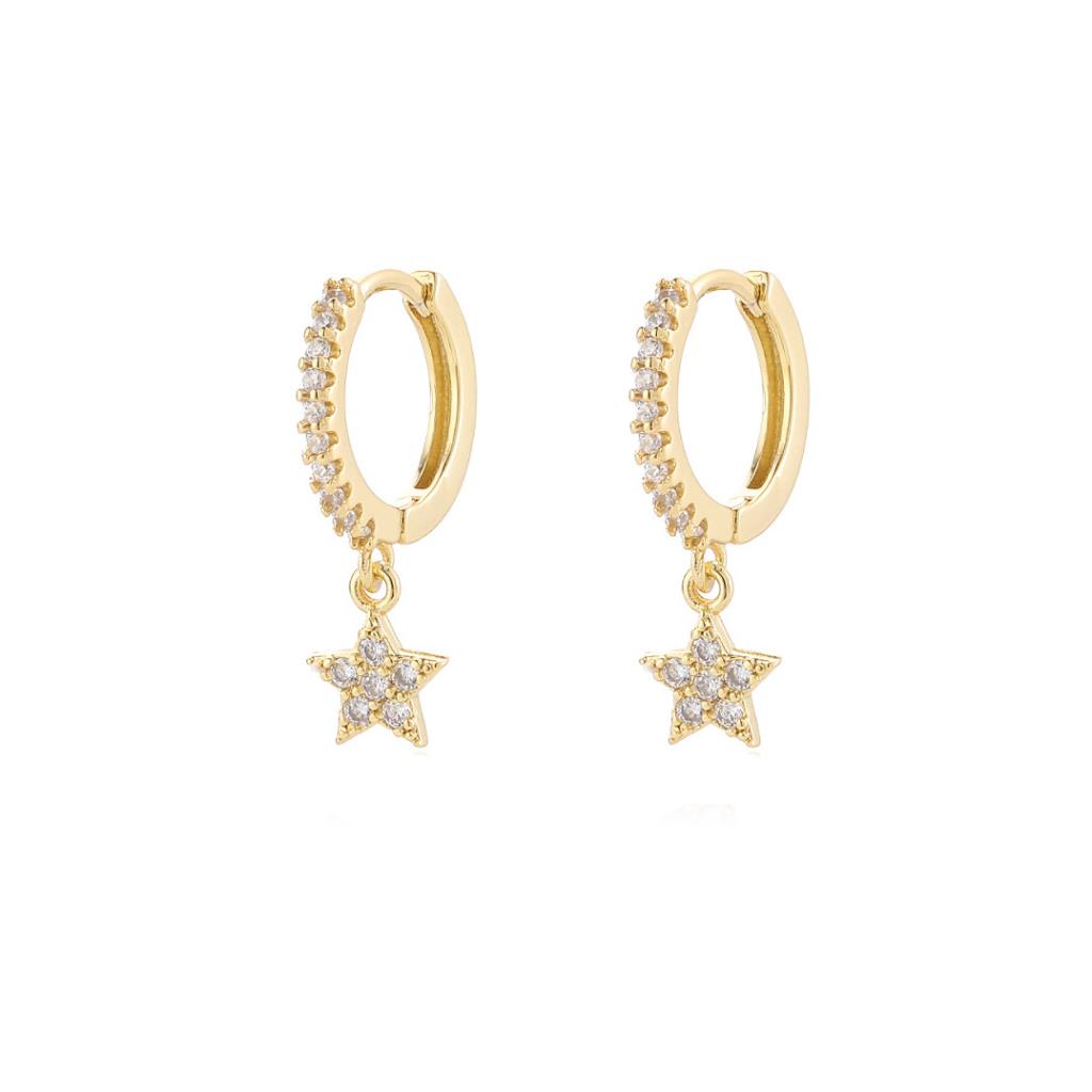 Cubic Zirconia Star Huggies in gold