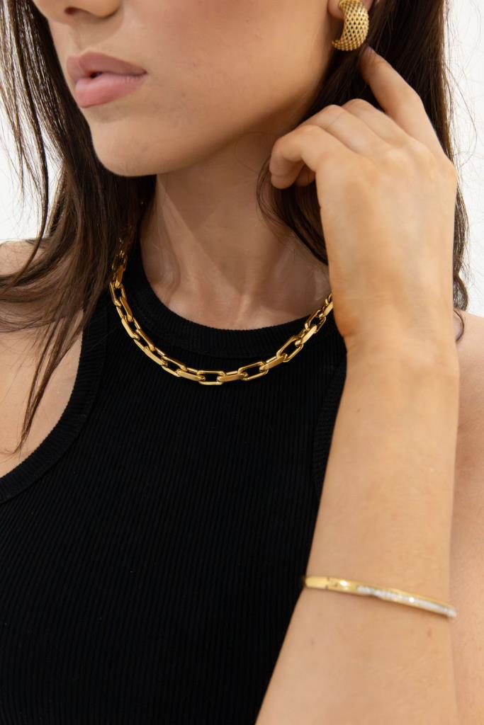 Chunky Oval Chain Necklace: Gold