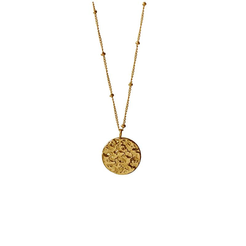 Textured Disc Necklace - Gold