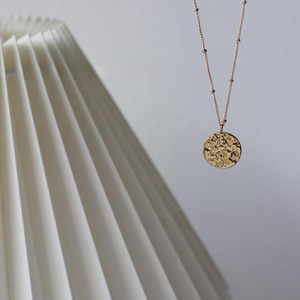 Textured Disc Necklace - Gold