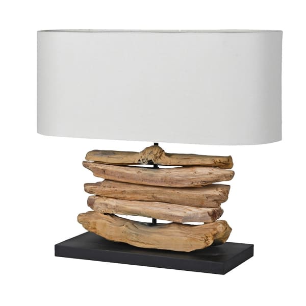 LUXE Bleached Driftwood Lamp with Linen Shade