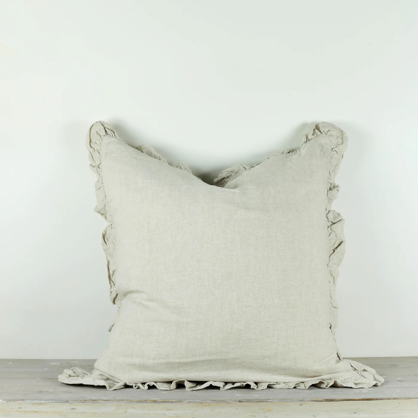 OLIVIA RUFFLE PILLOW 100% LINEN NATURAL