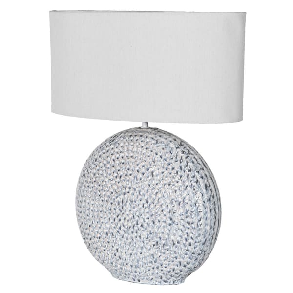 Textured Speckled Blue Table Lamp with Linen Shade