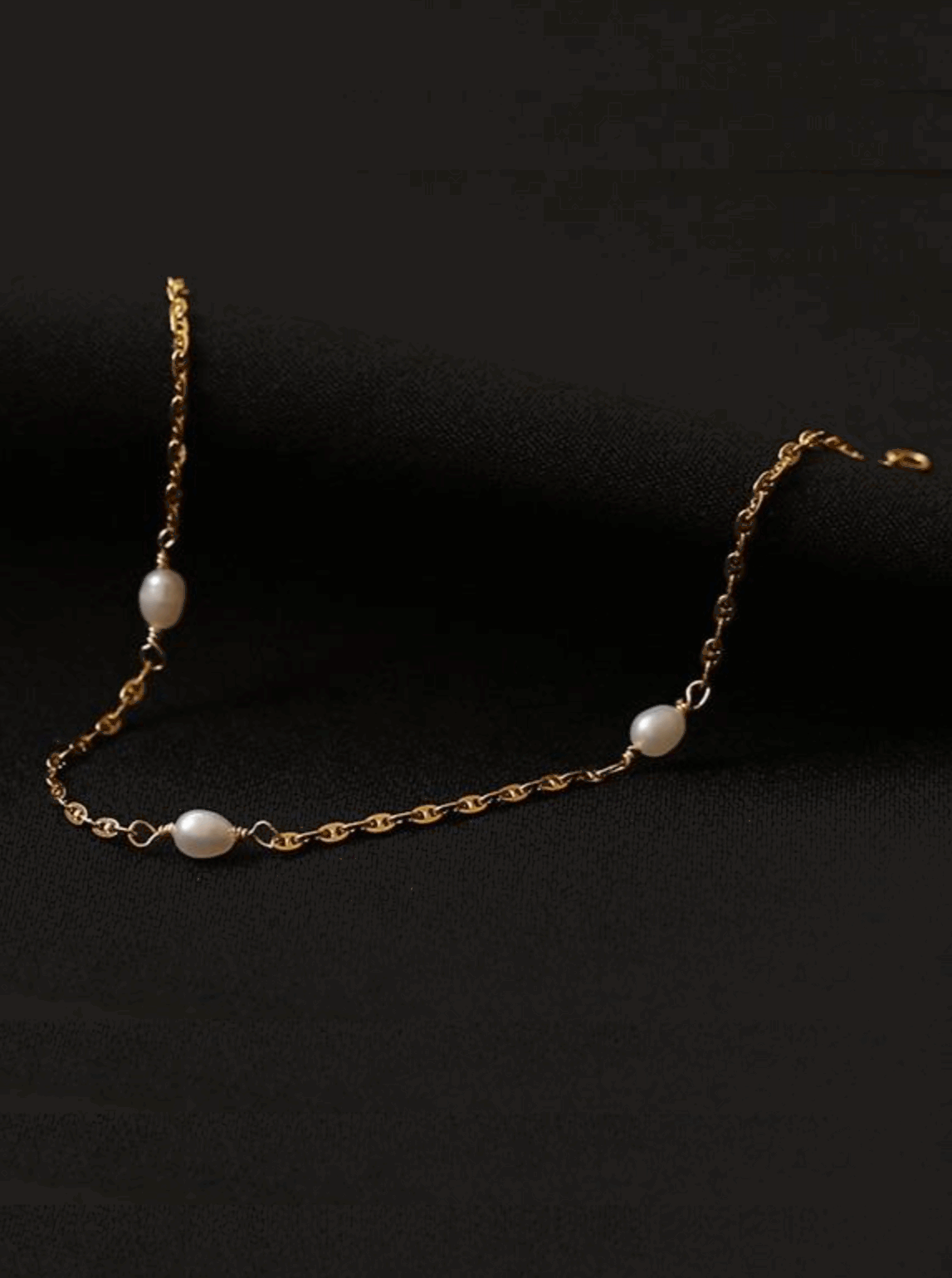 Triple Pearl Anchor Bracelet in Gold