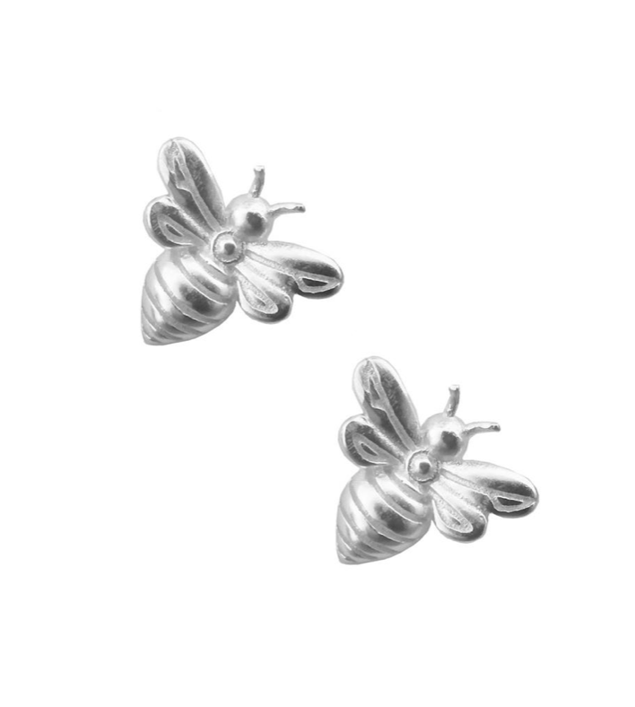 Silver Bee Studs