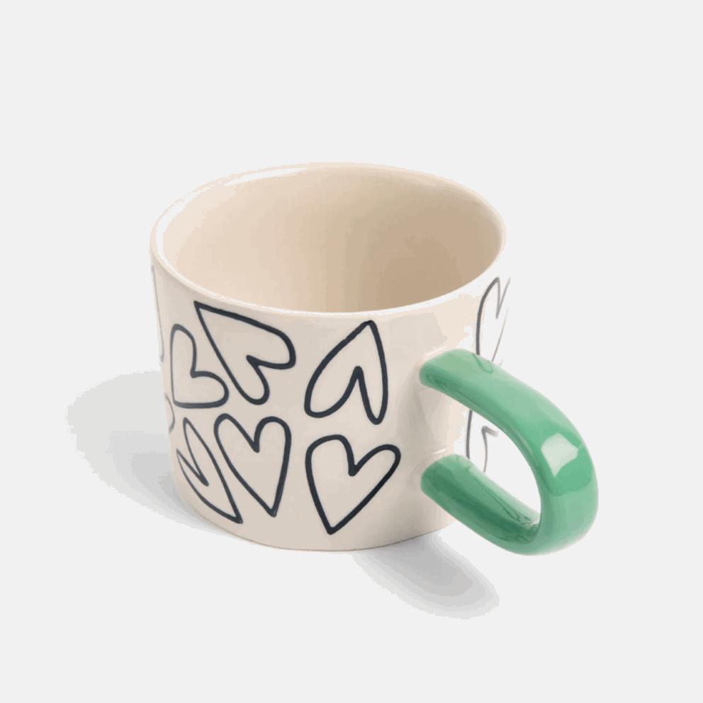 Mono Outline Hearts Mug