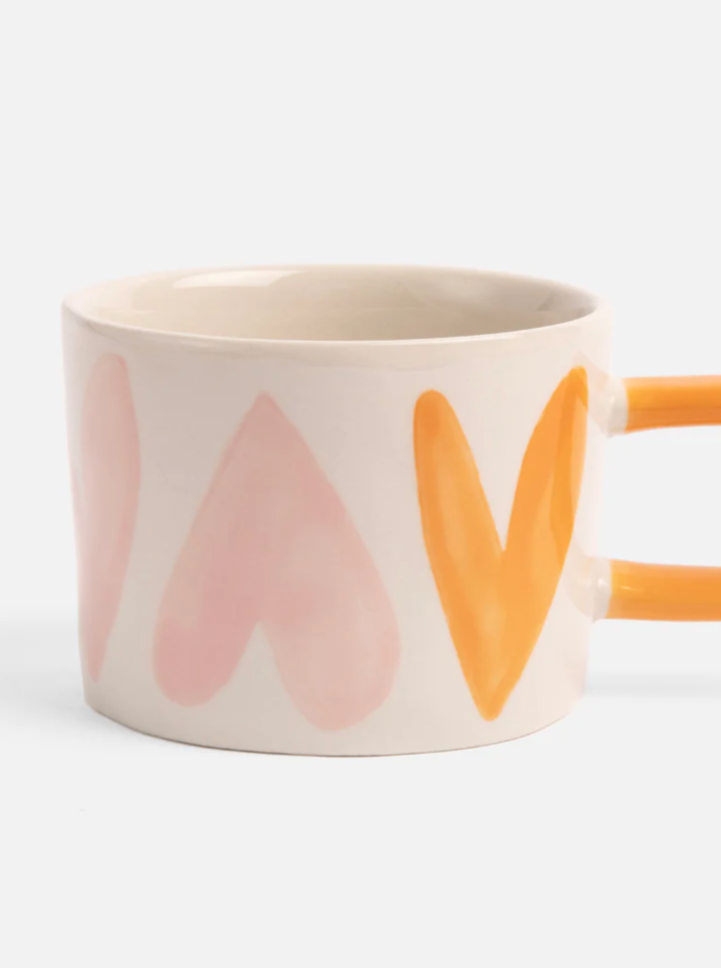 Pink/Orange Hearts Mug