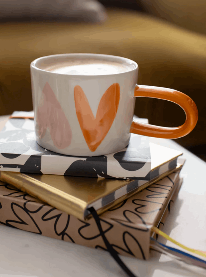 Pink/Orange Hearts Mug