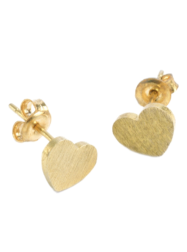 Gold Matte Heart Studs