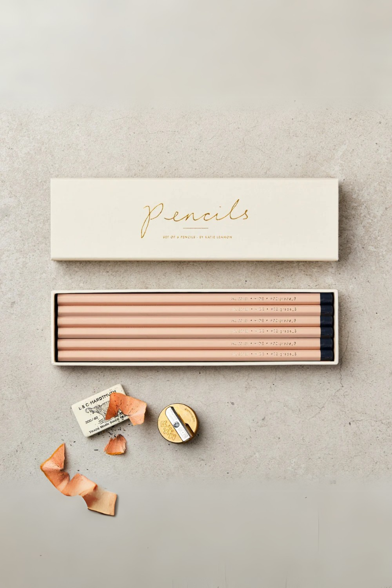 BOXED SET OF SIX HIDE PALE PINK B PENCILS