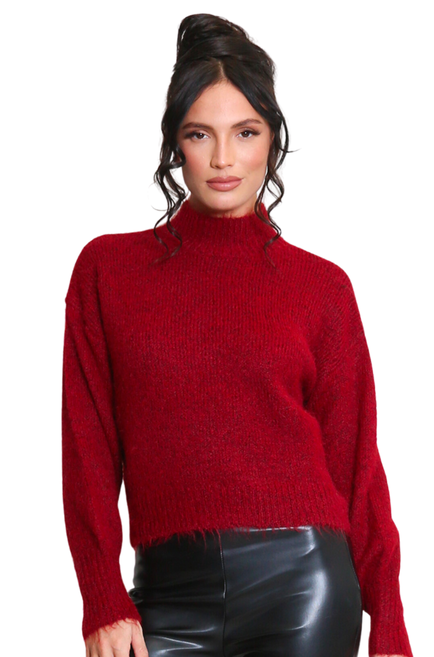 Mohair Blend Knit High Neck Jumper