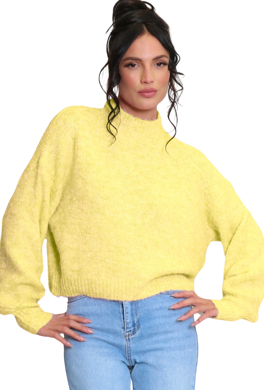 Mohair Blend Knit High Neck Jumper