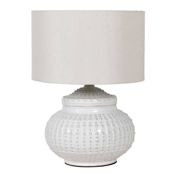 Cream Dimple Table Lamp with Linen Shade