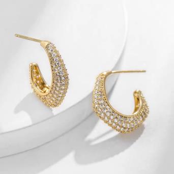 Crystal Curve Earrings: Gold