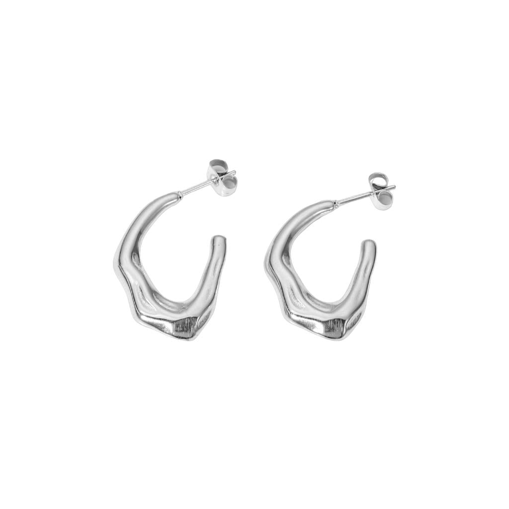 Misshapen Hoop Earrings in Stainless Steel