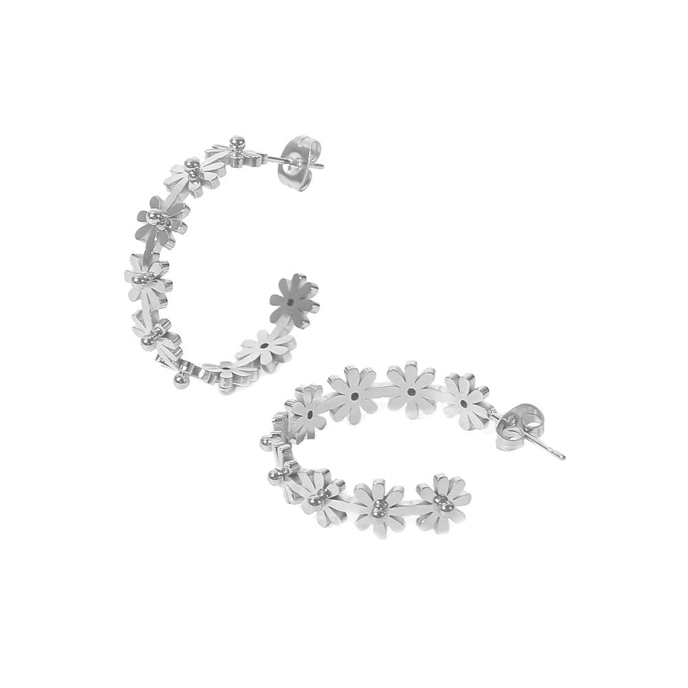 Daisy hoop earring in steel