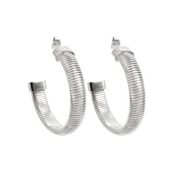 C-Shaped Edged Earring - Silver